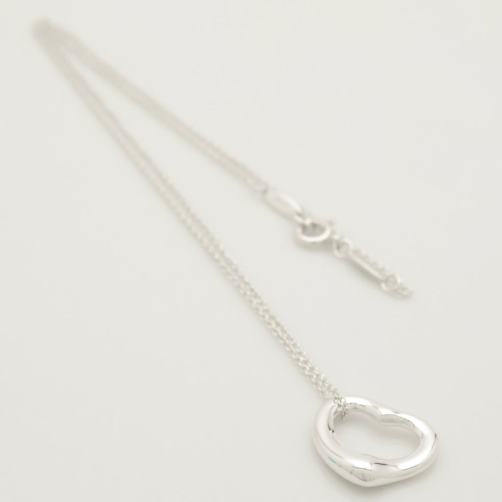 Tiffany & Co. Open Heart 16mm Pendant Necklace  Sterling Silver 925