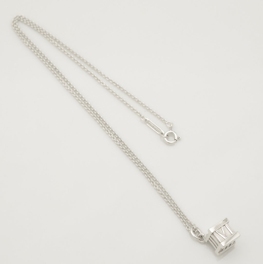  Tiffany & Co. Atlas Cube Necklace Pendant  Sterling Silver  925 