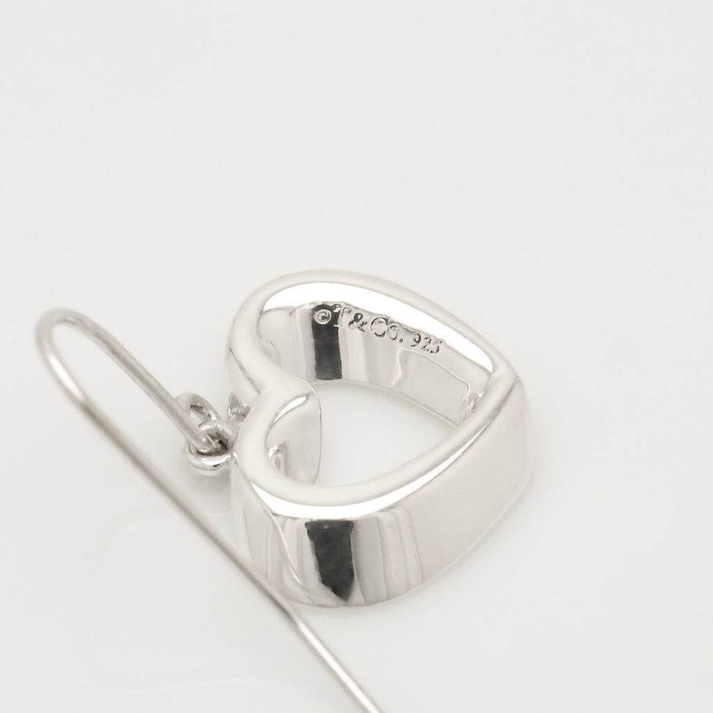 Authentic Tiffany & Co. 3D Geometric Heart Hook Earrings Sterling Silver 925
