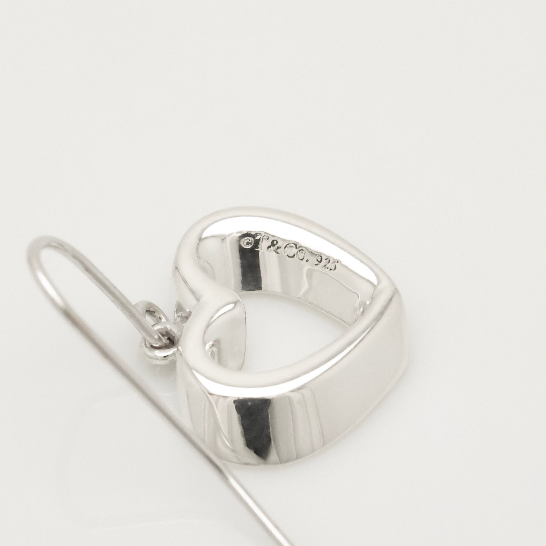 Authentic Tiffany & Co. 3D Geometric Heart Hook Earrings Sterling Silver 925