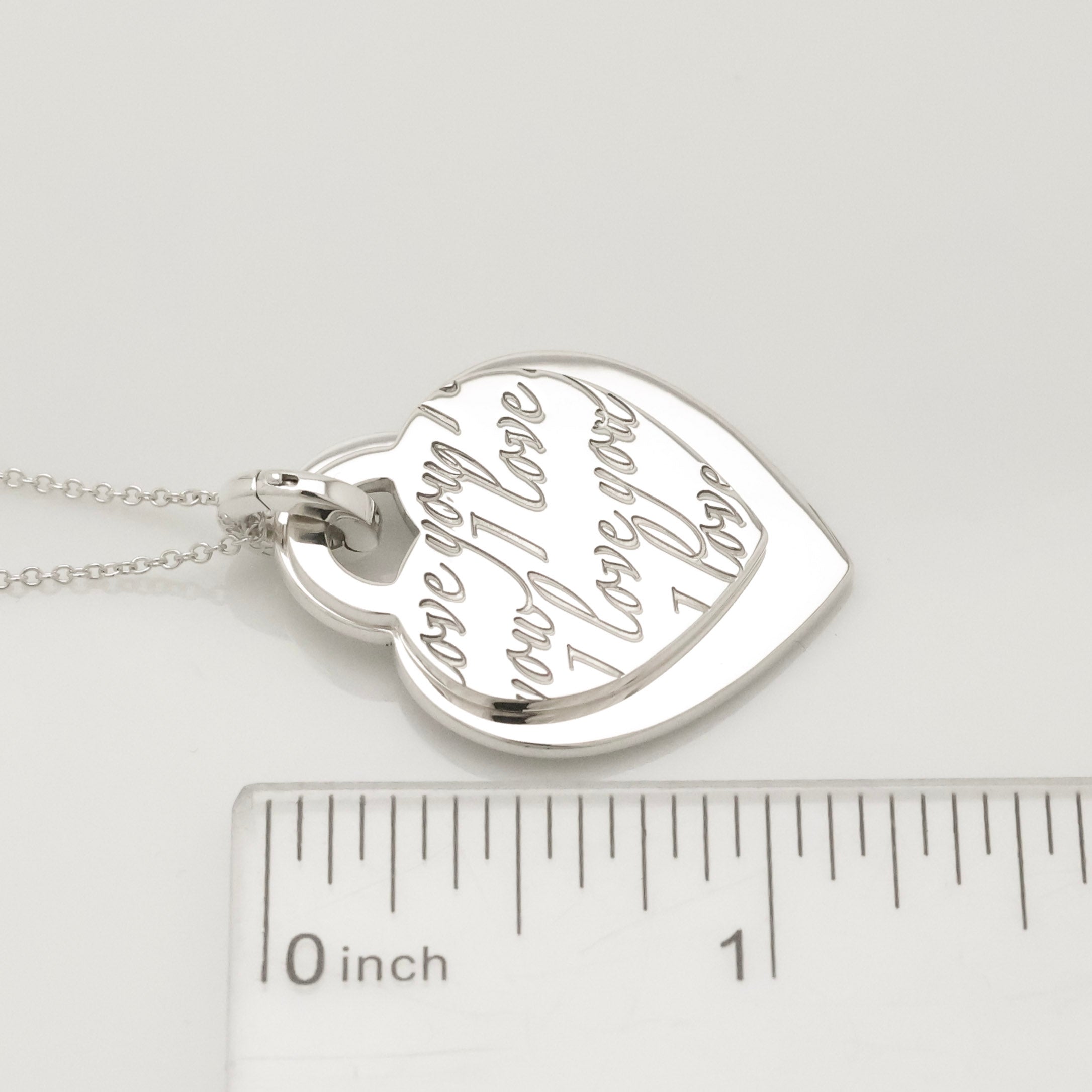 Tiffany & Co. Notes I LOVE YOU Double Heart Tag Necklace Sterling Silver 925