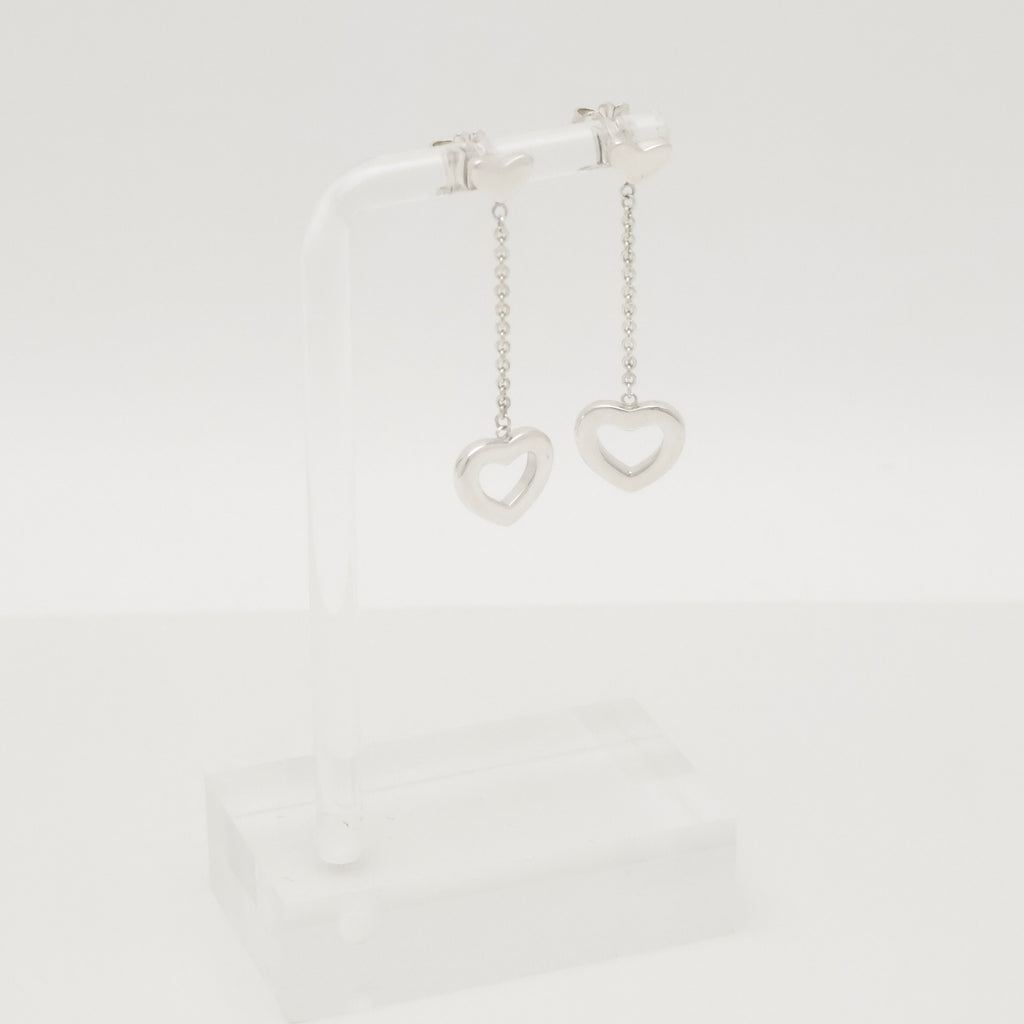 Tiffany & Co. Heart Link Drop Dangle Stud Earrings Sterling Silver 925
