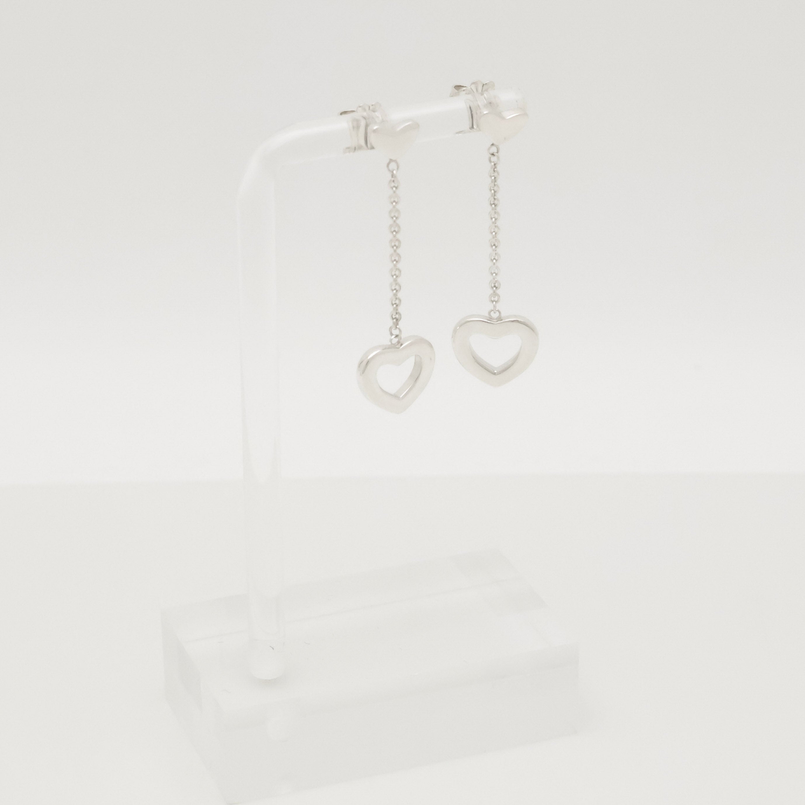 Tiffany & Co. Heart Link Drop Dangle Stud Earrings Sterling Silver 925