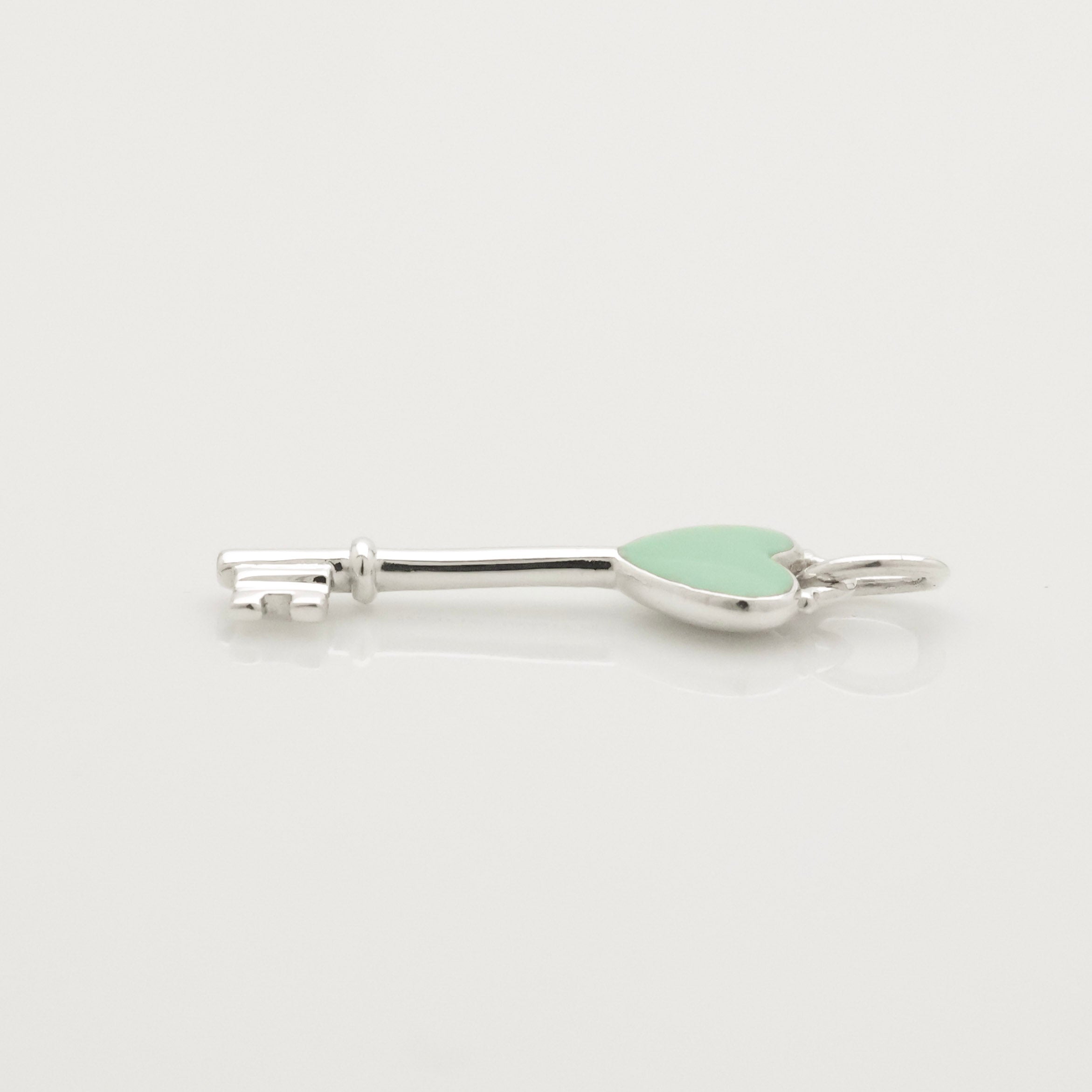 Tiffany & Co. Blue Enamel Heart Key Pendant Charm Sterling Silver 925　