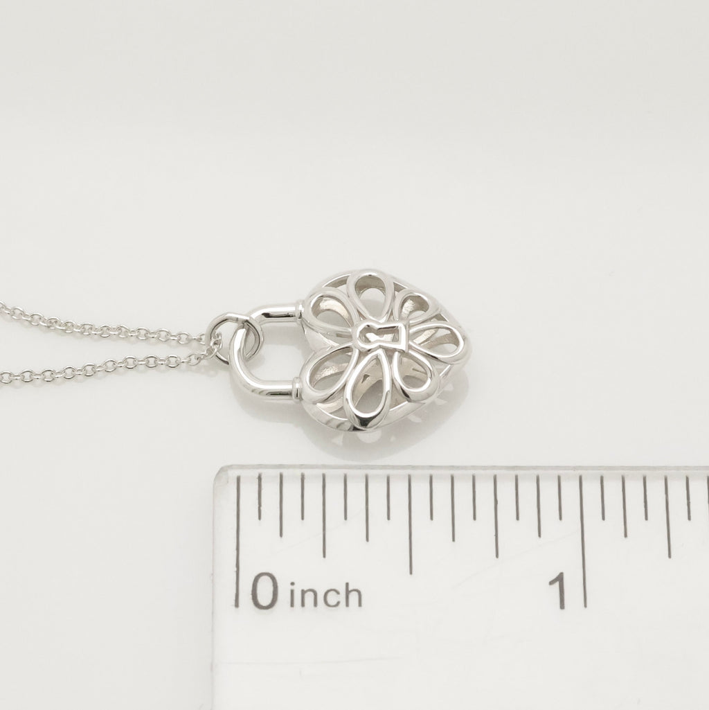 Tiffany & Co. Filigree Heart Lock Padlock Necklace Sterling Silver 925
