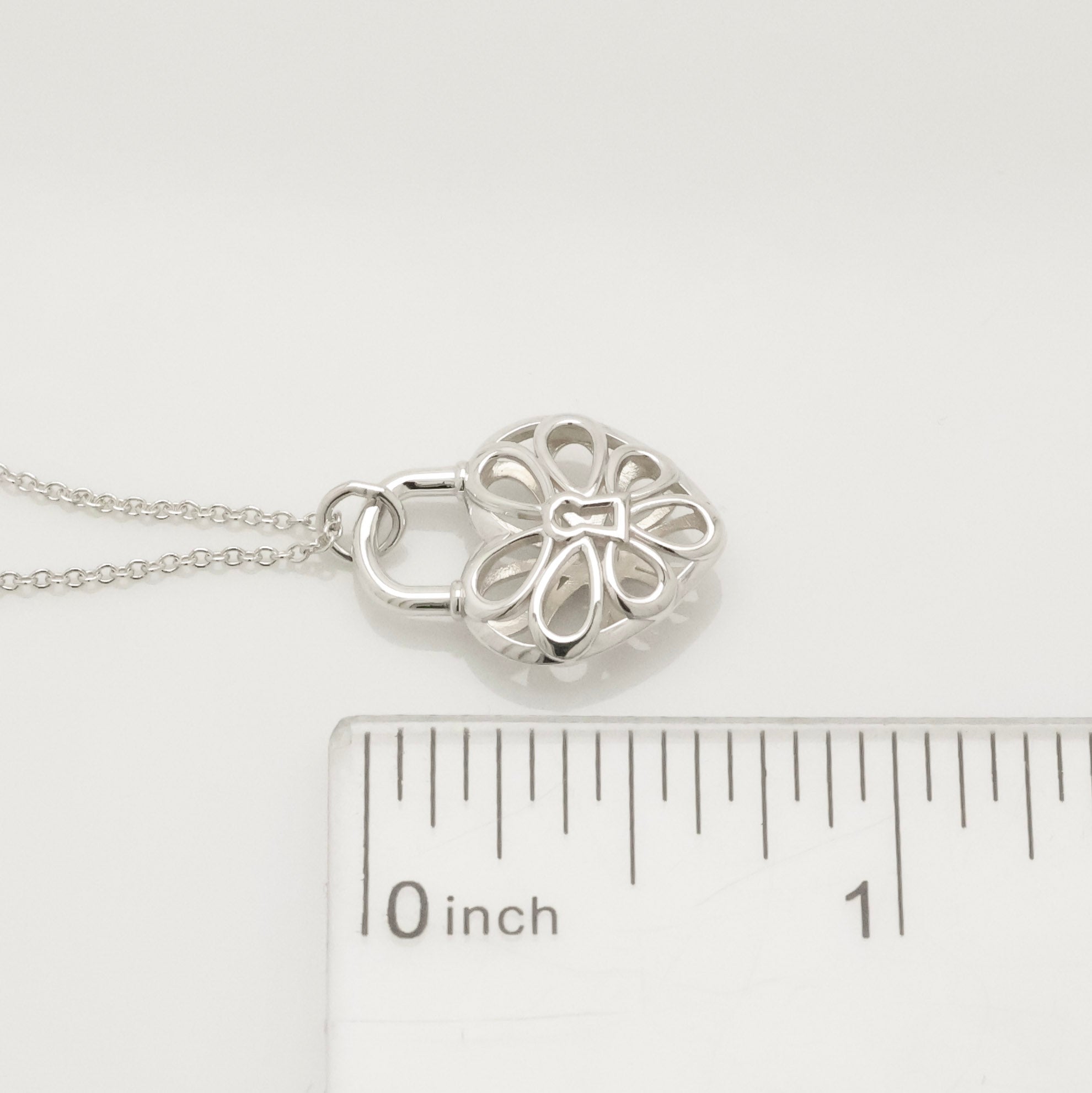 Tiffany & Co. Filigree Heart Lock Padlock Necklace Sterling Silver 925