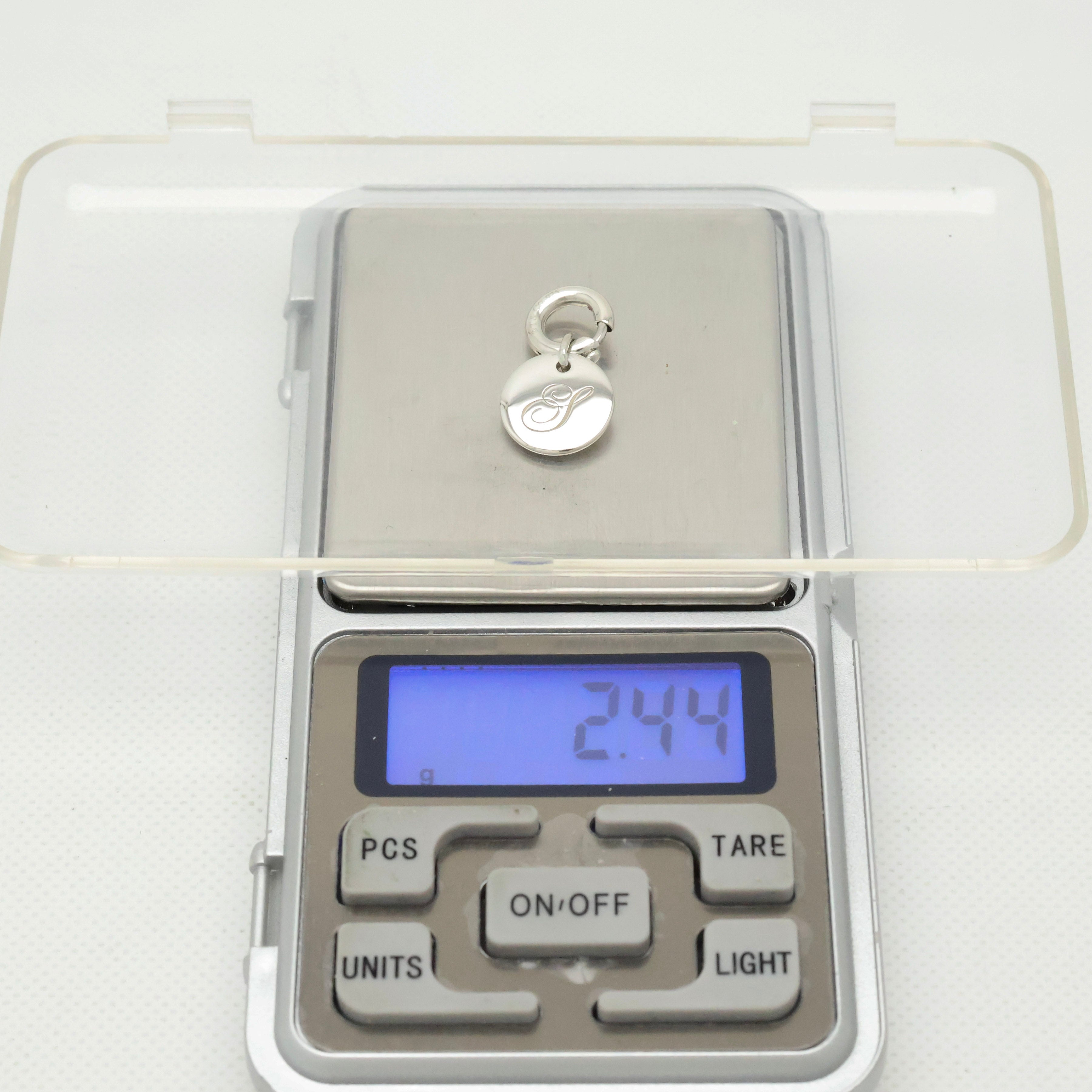 Tiffany & Co. Notes Letter S Disc Round Pendant Charm Sterling Silver 925