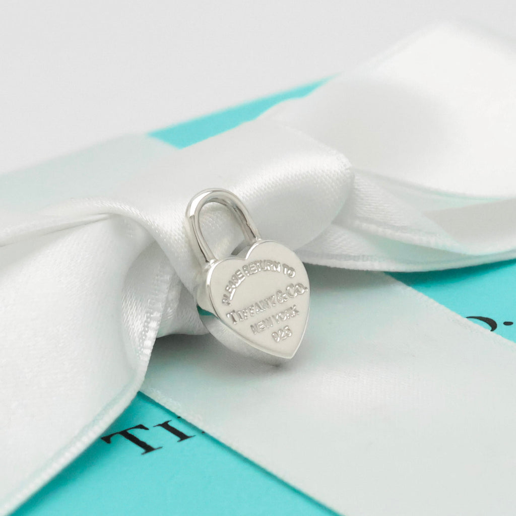  Tiffany & Co. Return to Mini Heart Lock Padlock Pendant Charm Sterling Silver 925