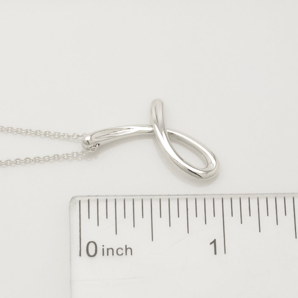 Tiffany & Co. Initial Letter "J" Necklace Pendant Sterling Silver 925