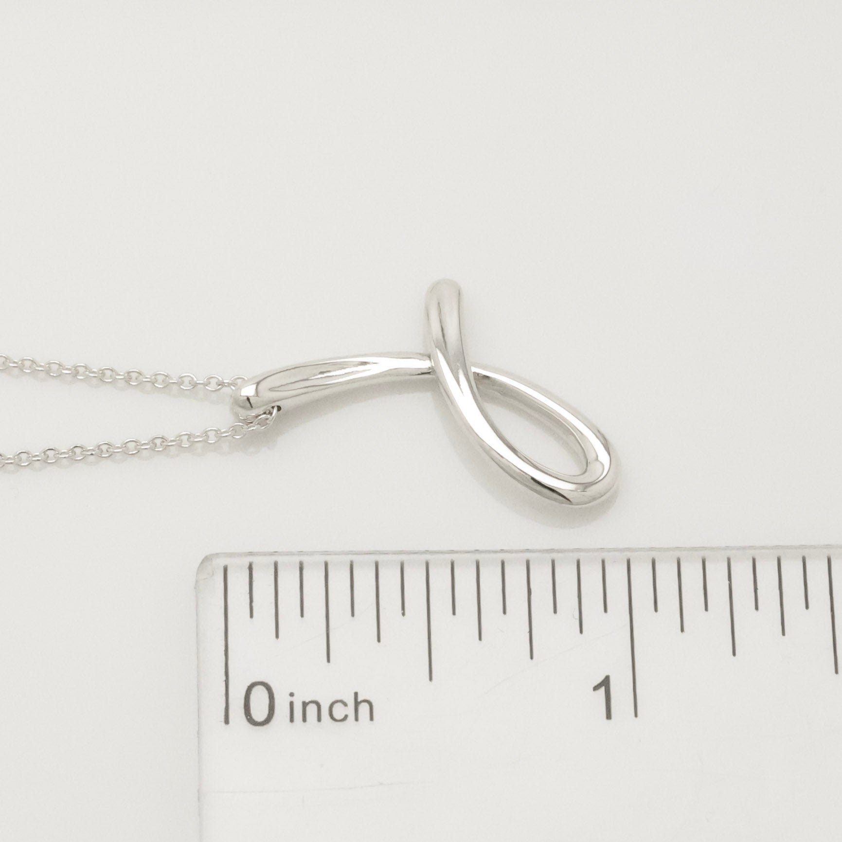 Tiffany & Co. Initial Letter "J" Necklace Pendant Sterling Silver 925