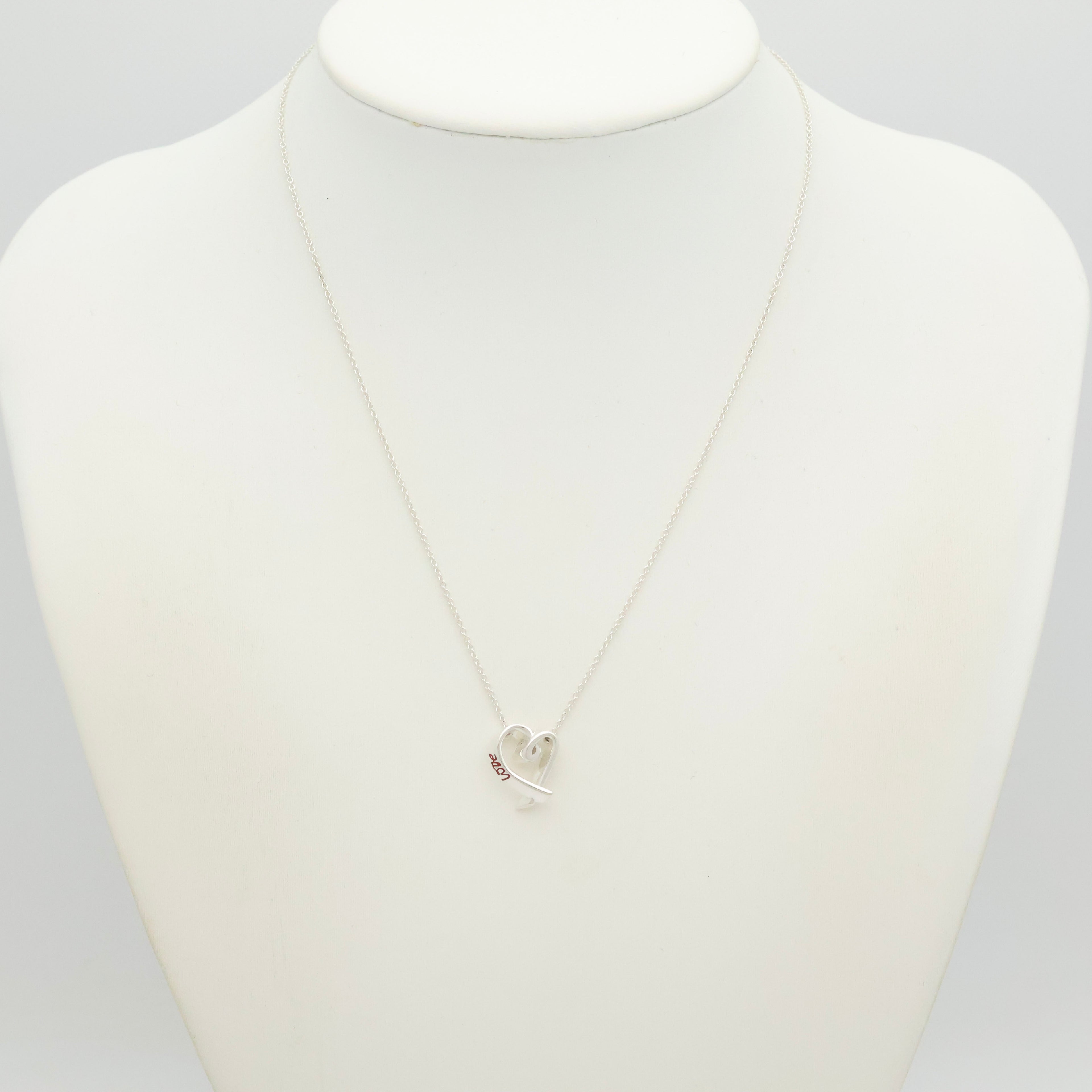 TIFFANY&Co. ラビング ハート LOVE レッド エナメル パロマピカソ ネックレス AG925