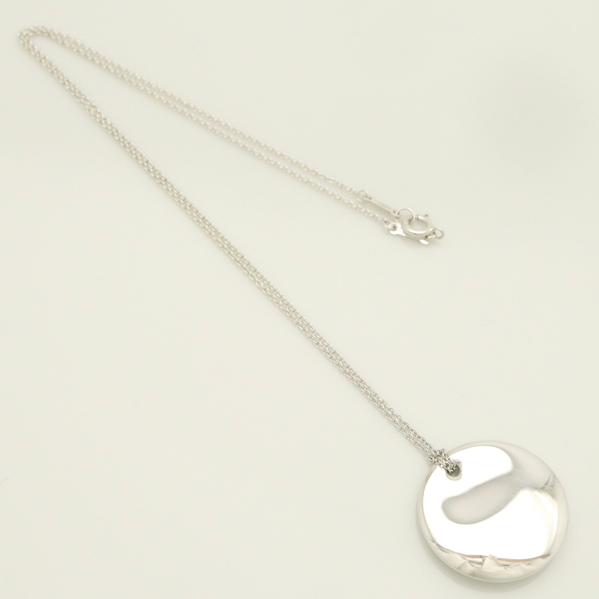 Tiffany & Co. Round Circle Disc Necklace Pendant  Sterling Silver  925