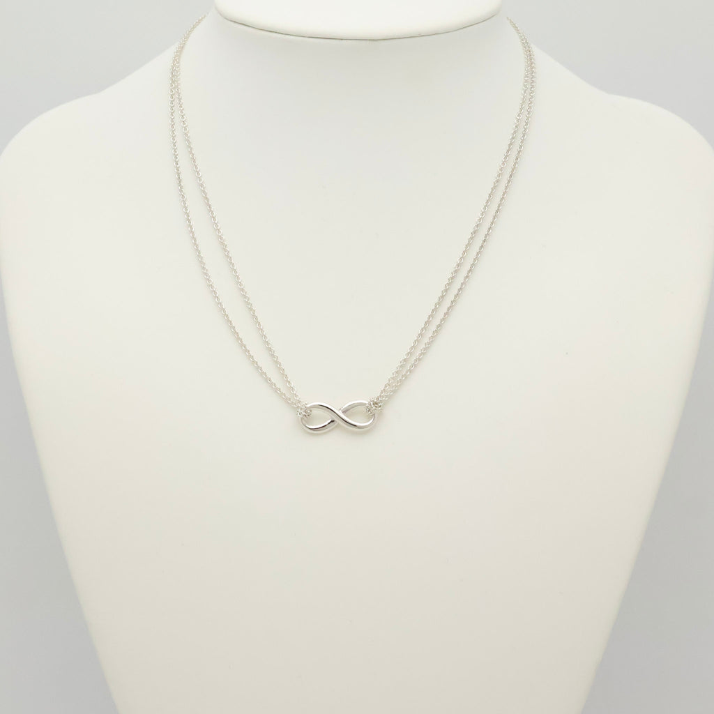 Tiffany & Co. Infinity Double Chain Necklace Sterling Silver 925