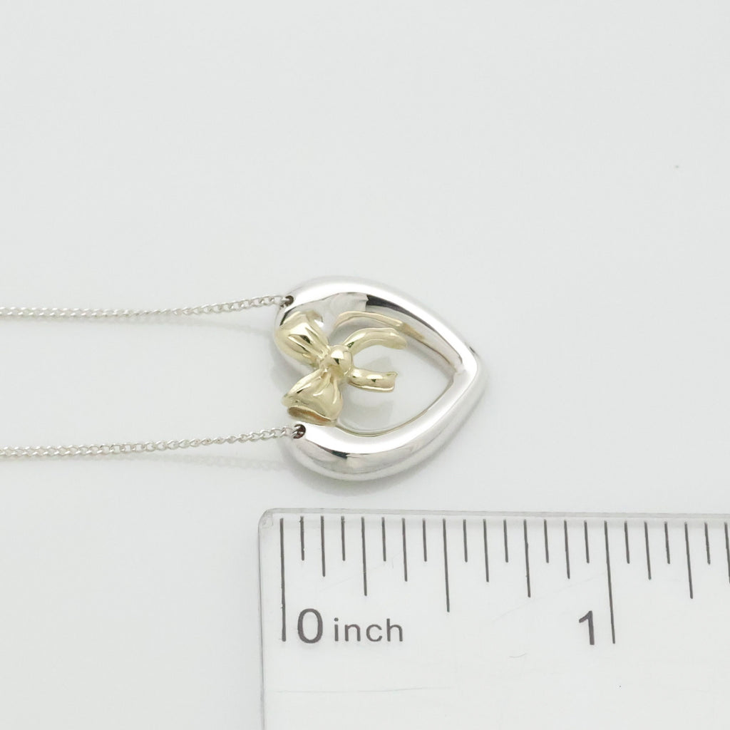 TIFFANY&Co. ハート リボン コンビ ネックレス AG925 AU750