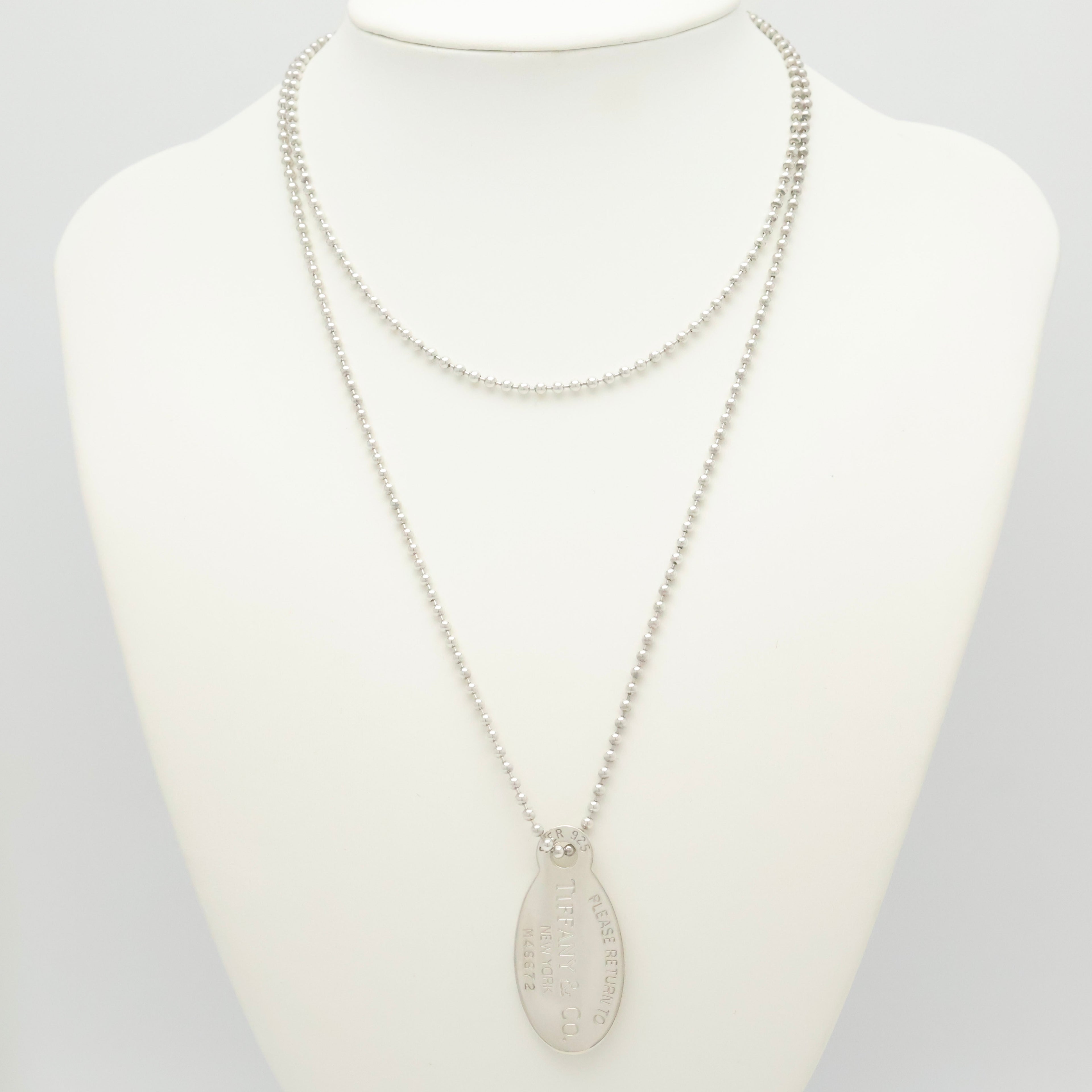TIFFANY&Co.リターントゥ ティファニー オーバル タグ ボール チェーン ネックレス AG925