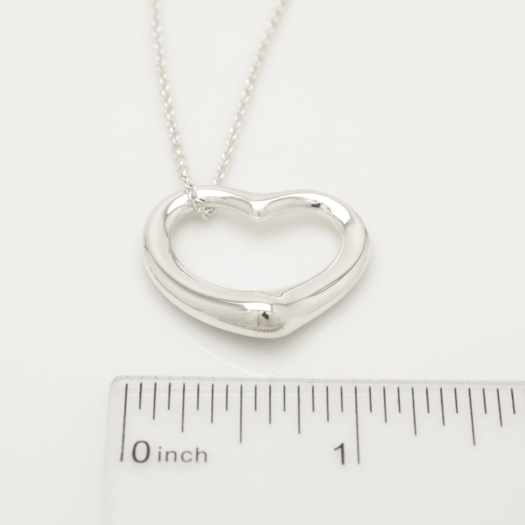 Tiffany & Co. Open Heart Pendant Necklace Sterling Silver 925