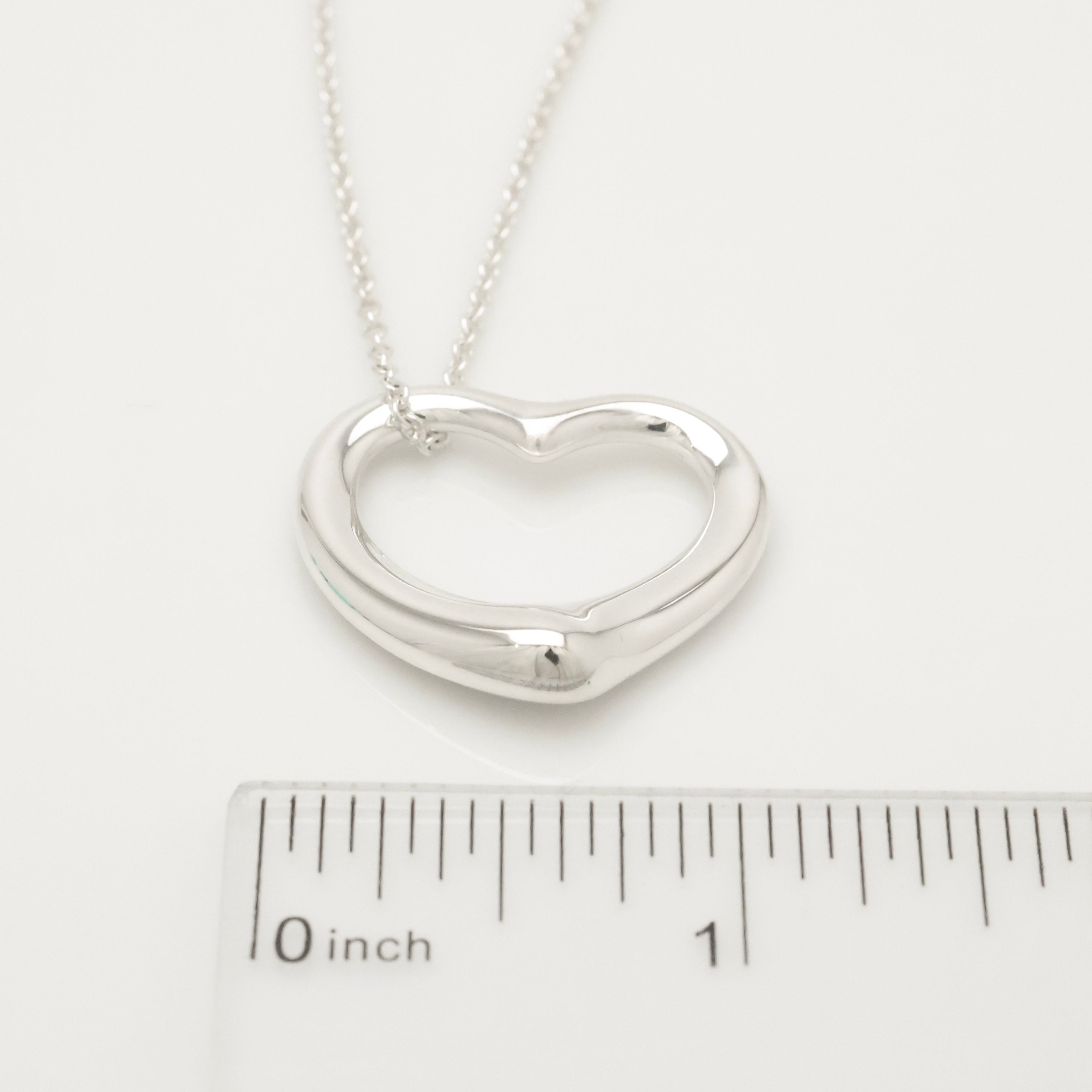 Tiffany & Co. Open Heart Pendant Necklace Sterling Silver 925