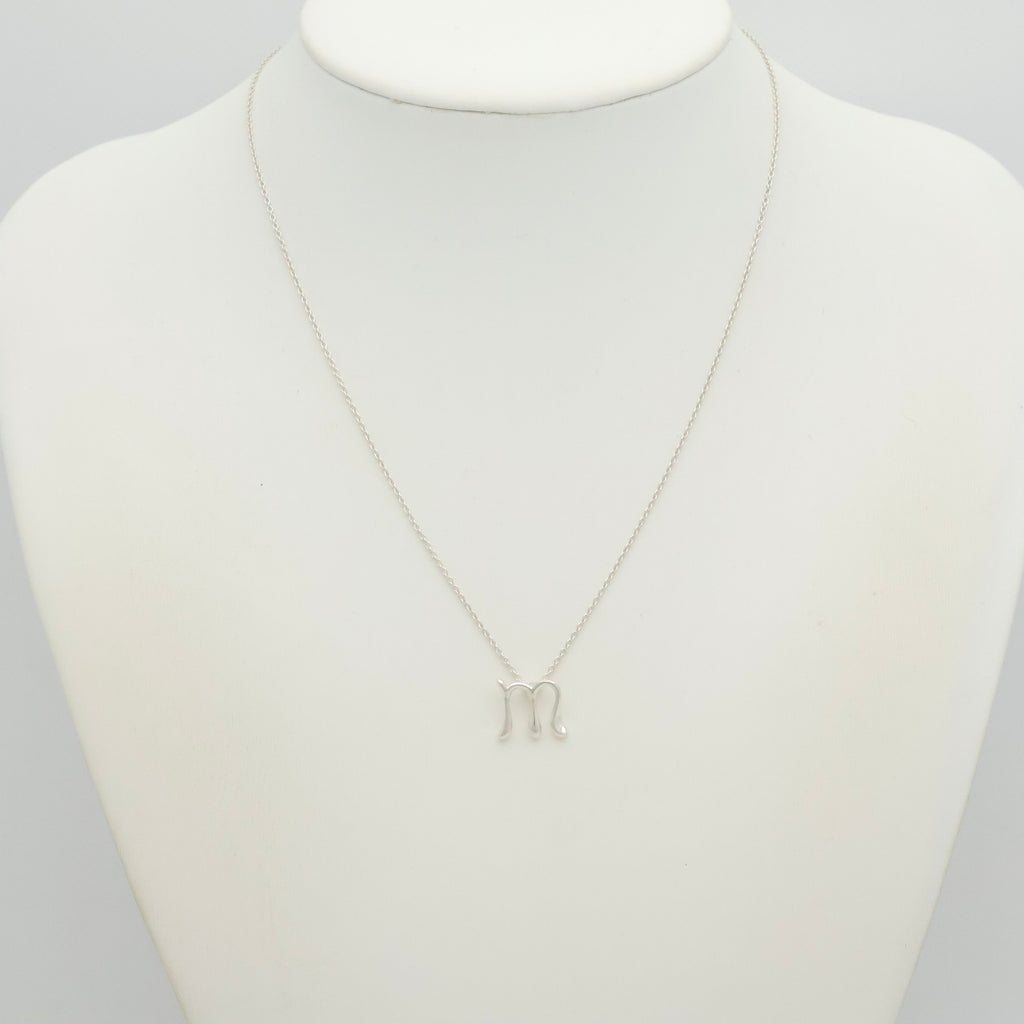 Tiffany & Co. Initial Letter "M" Necklace Pendant Sterling Silver 925