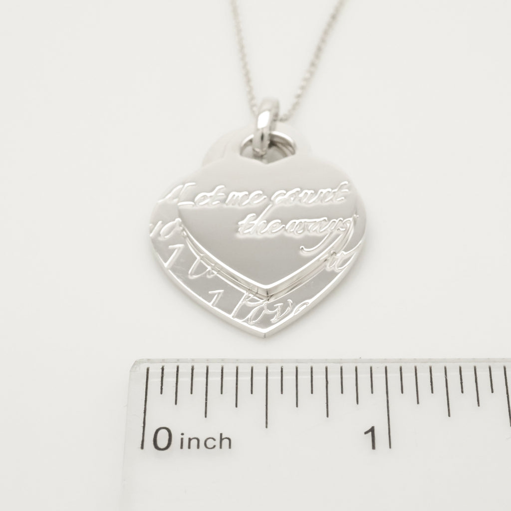 Tiffany & Co. Notes I LOVE YOU Double Heart Tag Necklace Sterling Silver 925