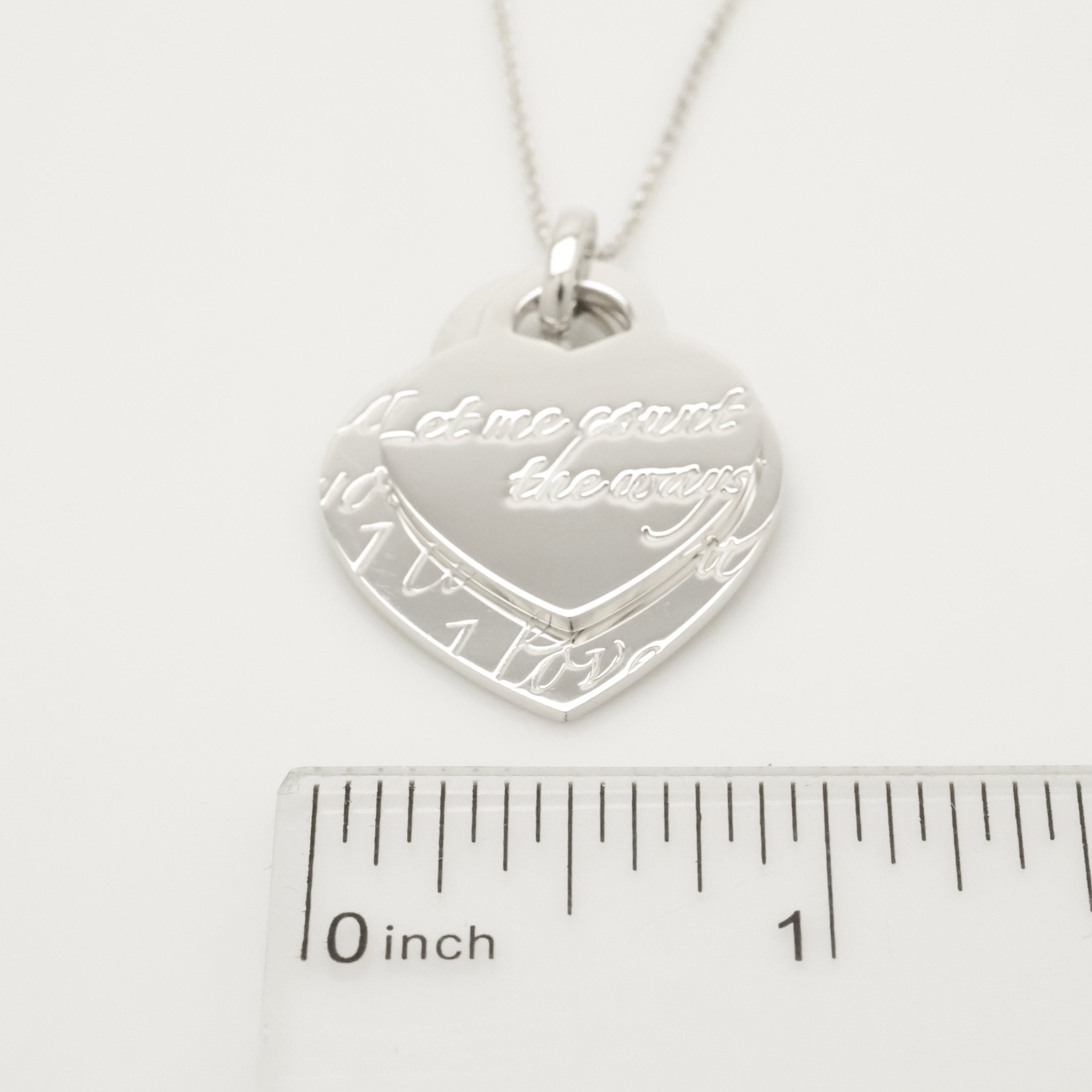 Tiffany & Co. Notes I LOVE YOU Double Heart Tag Necklace Sterling Silver 925