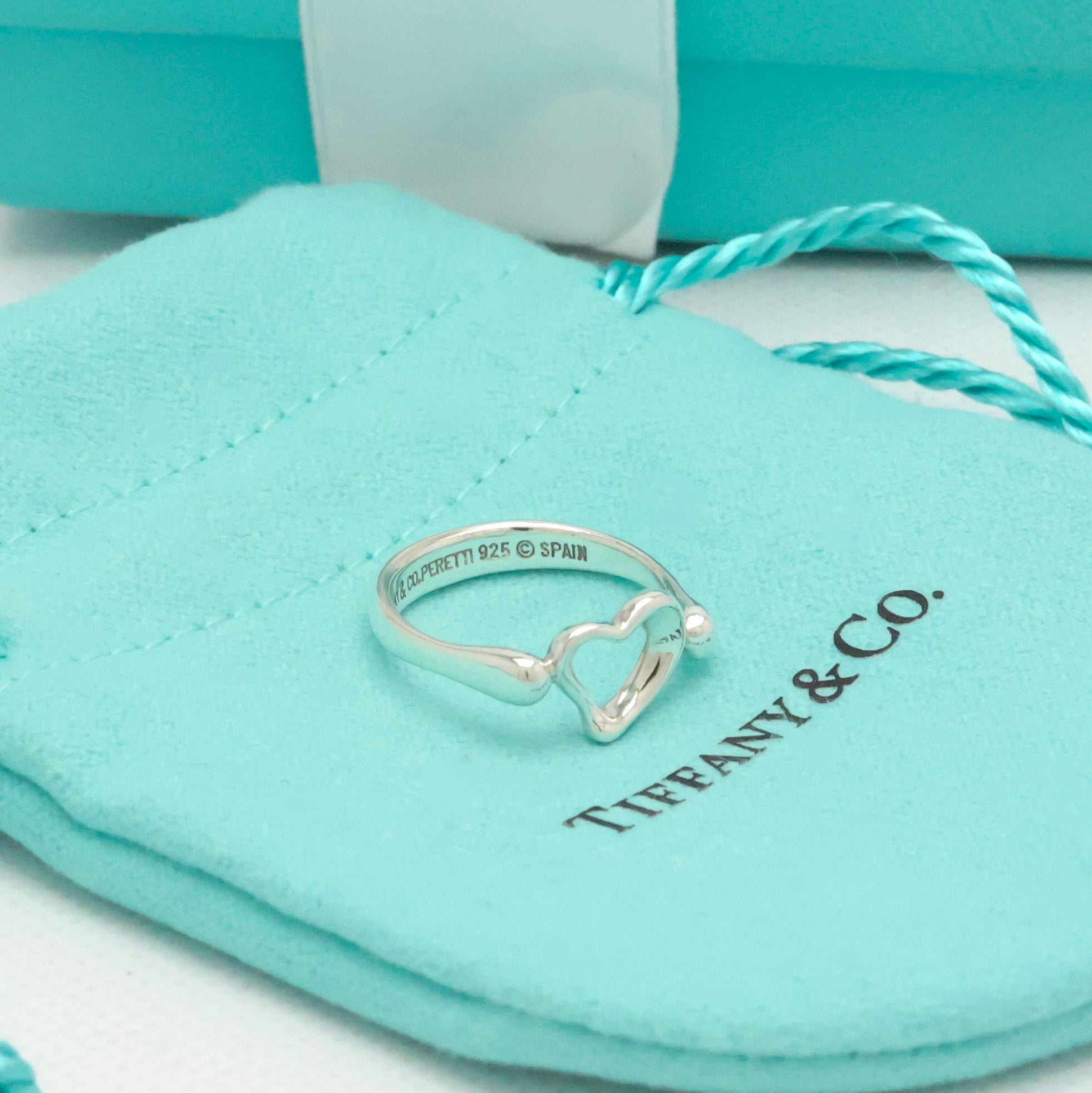 Tiffany & Co. Elsa Peretti Open Heart Ring Sterling Silver 925