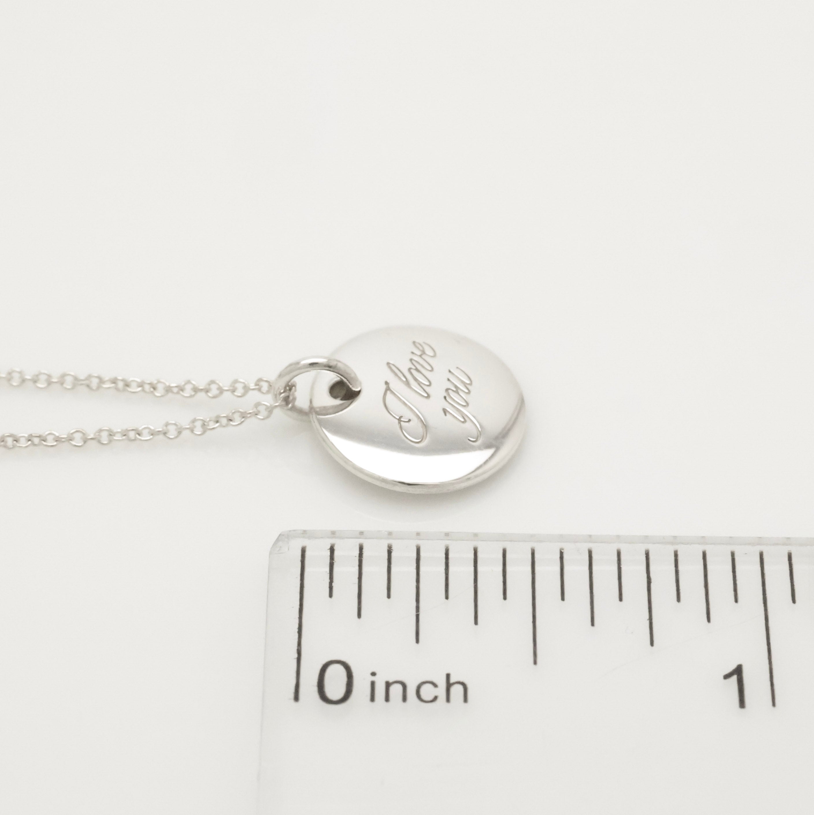  Tiffany & Co. Letter M Notes Initial Disc Necklace Sterling Silver 925