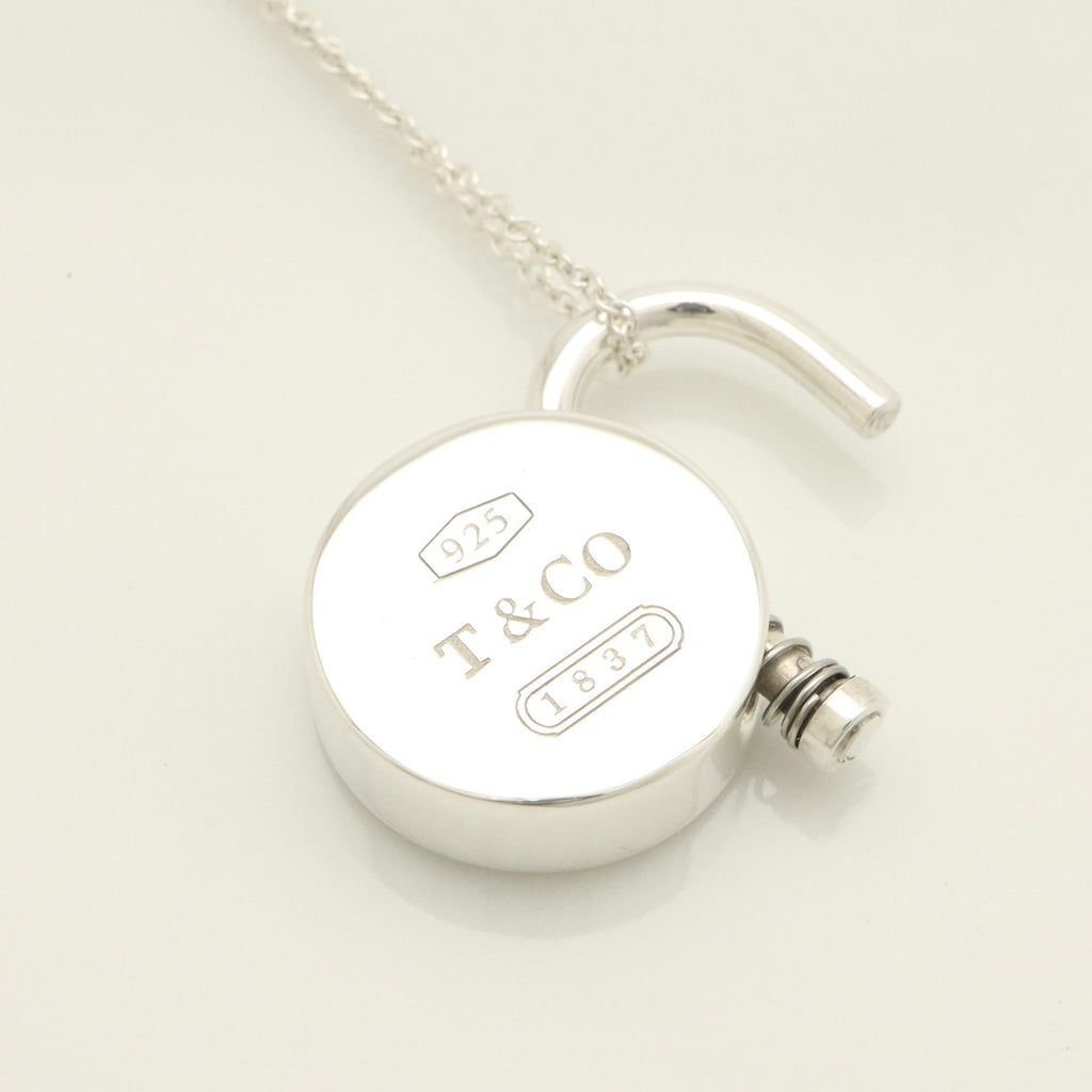 Tiffany & Co. 1837 Round Lock Padlock Pendant Necklace Sterling Silver 925