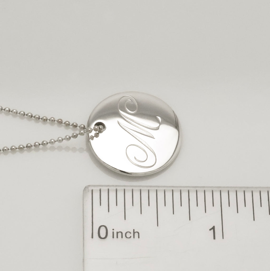  Tiffany & Co. Letter M Notes Initial Disc Necklace Sterling Silver 925