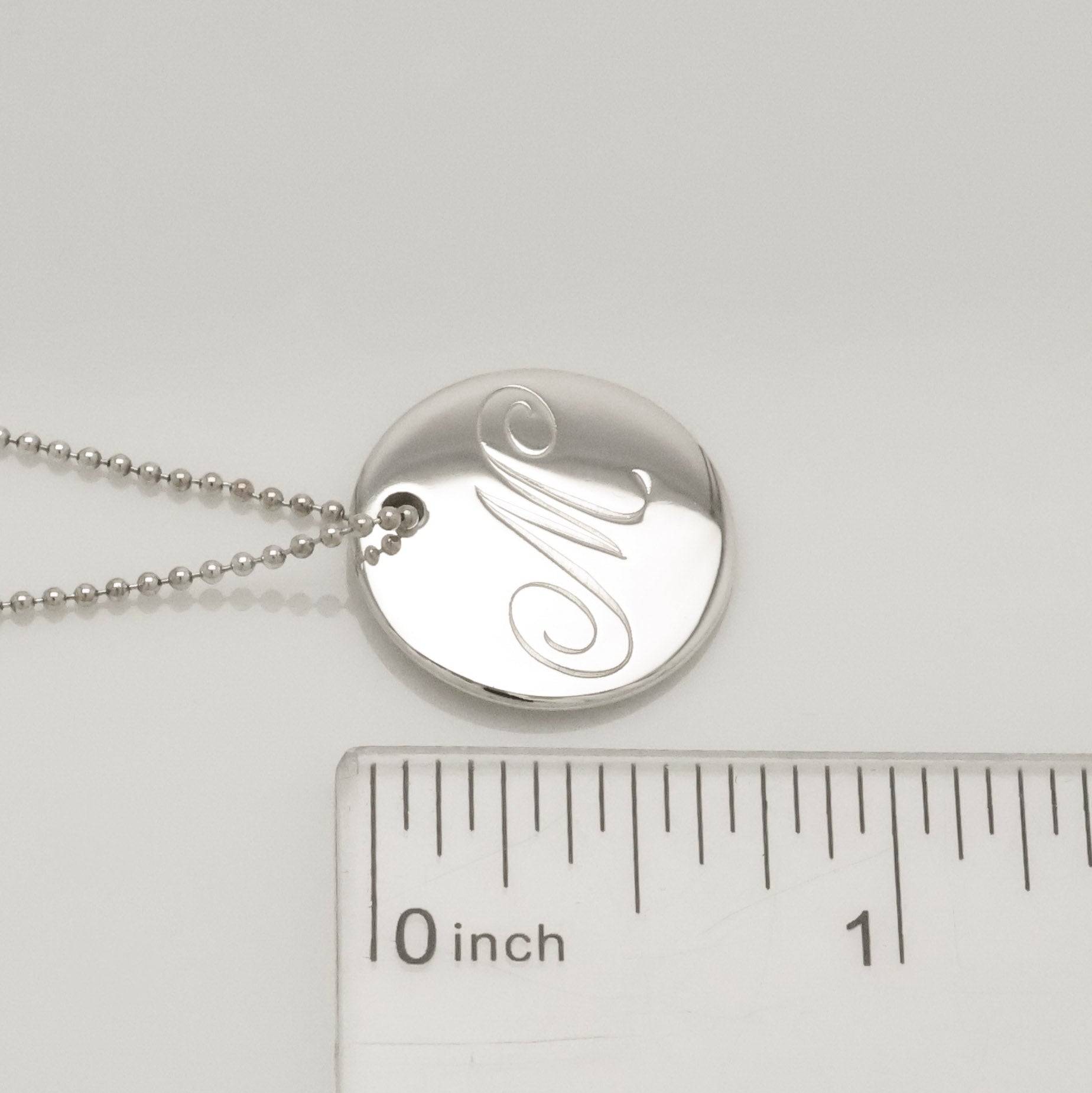  Tiffany & Co. Letter M Notes Initial Disc Necklace Sterling Silver 925