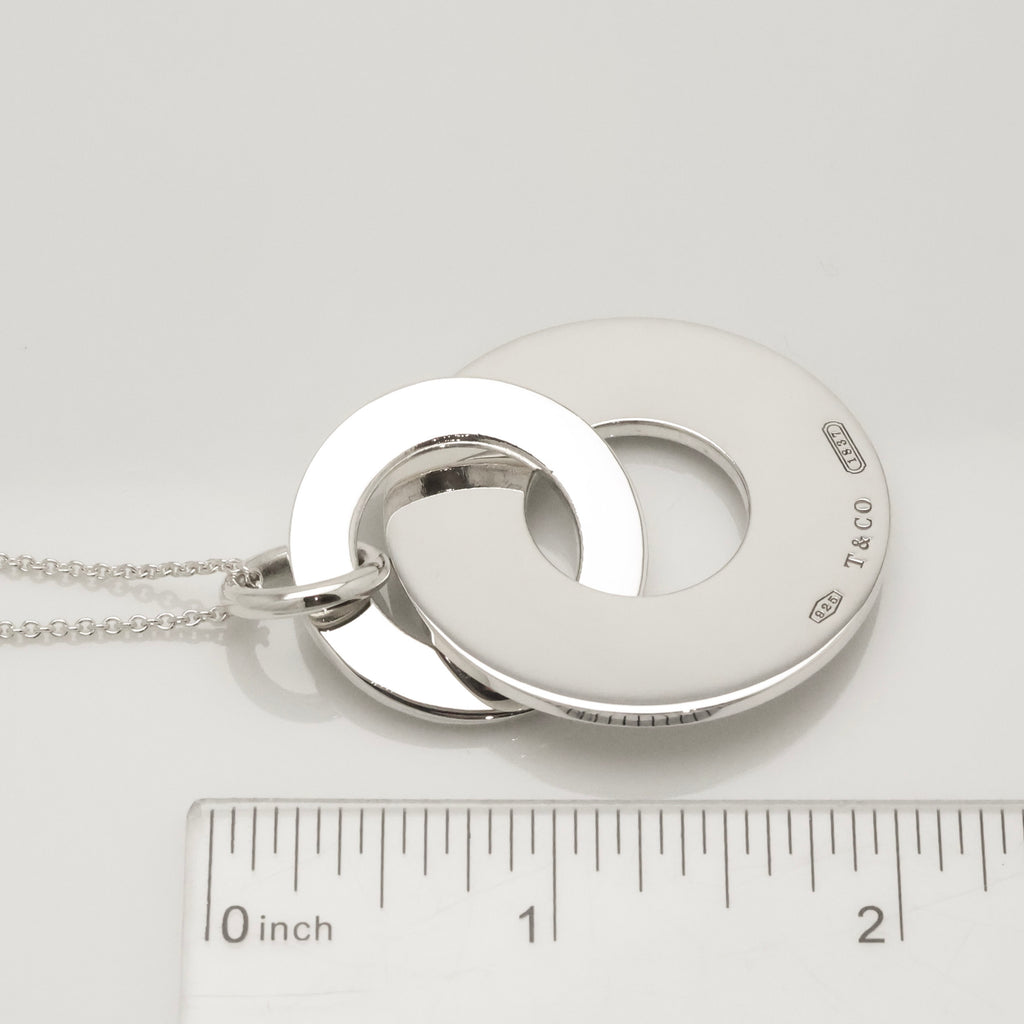  Tiffany & Co. 1837 Interlocking Circles Drop Necklace Sterling Silver 925 