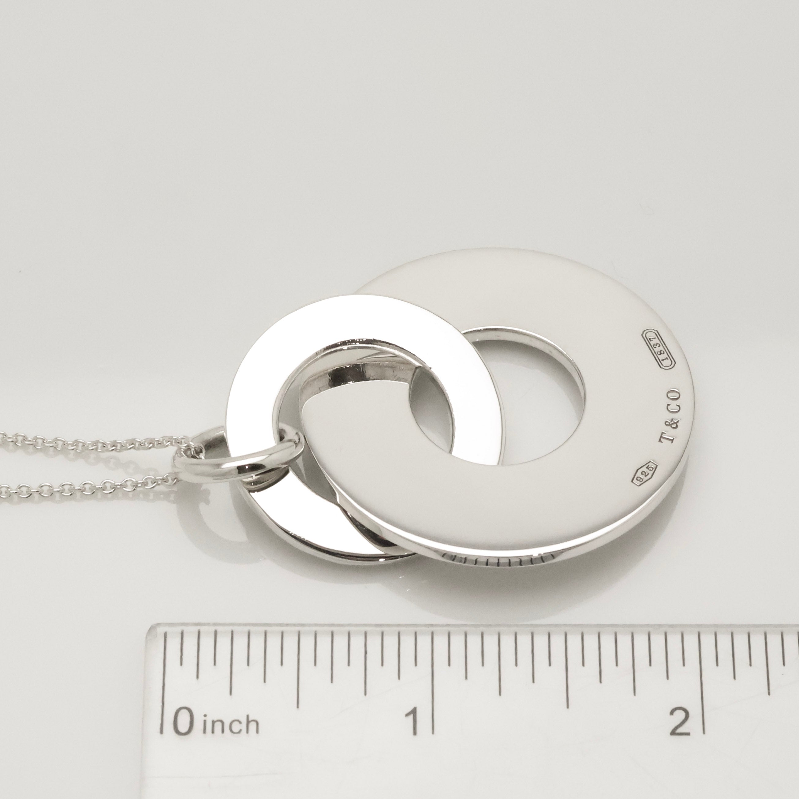  Tiffany & Co. 1837 Interlocking Circles Drop Necklace Sterling Silver 925 