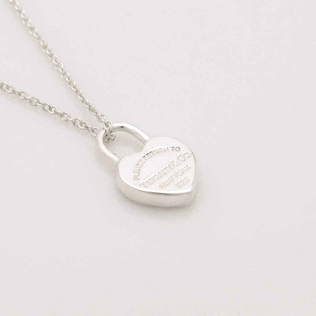  Tiffany & Co. Return to Mini Heart Lock Padlock Necklace  Sterling Silver 925