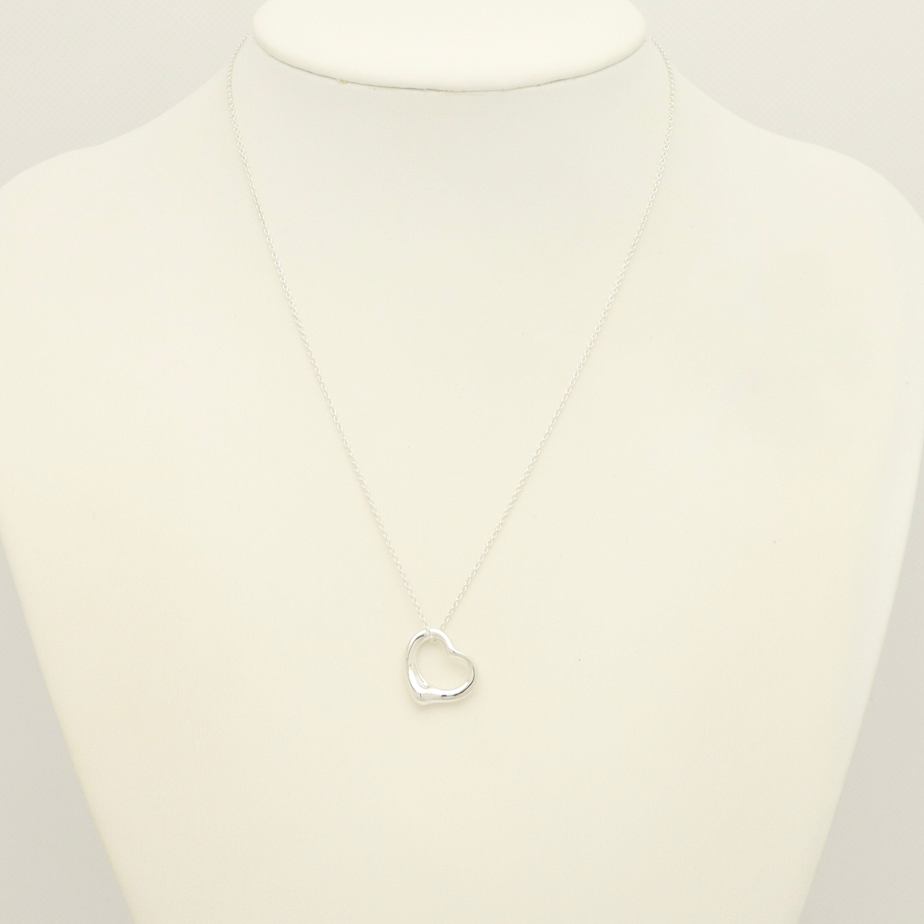 Tiffany & Co. Open Heart Pendant Necklace Sterling Silver 925