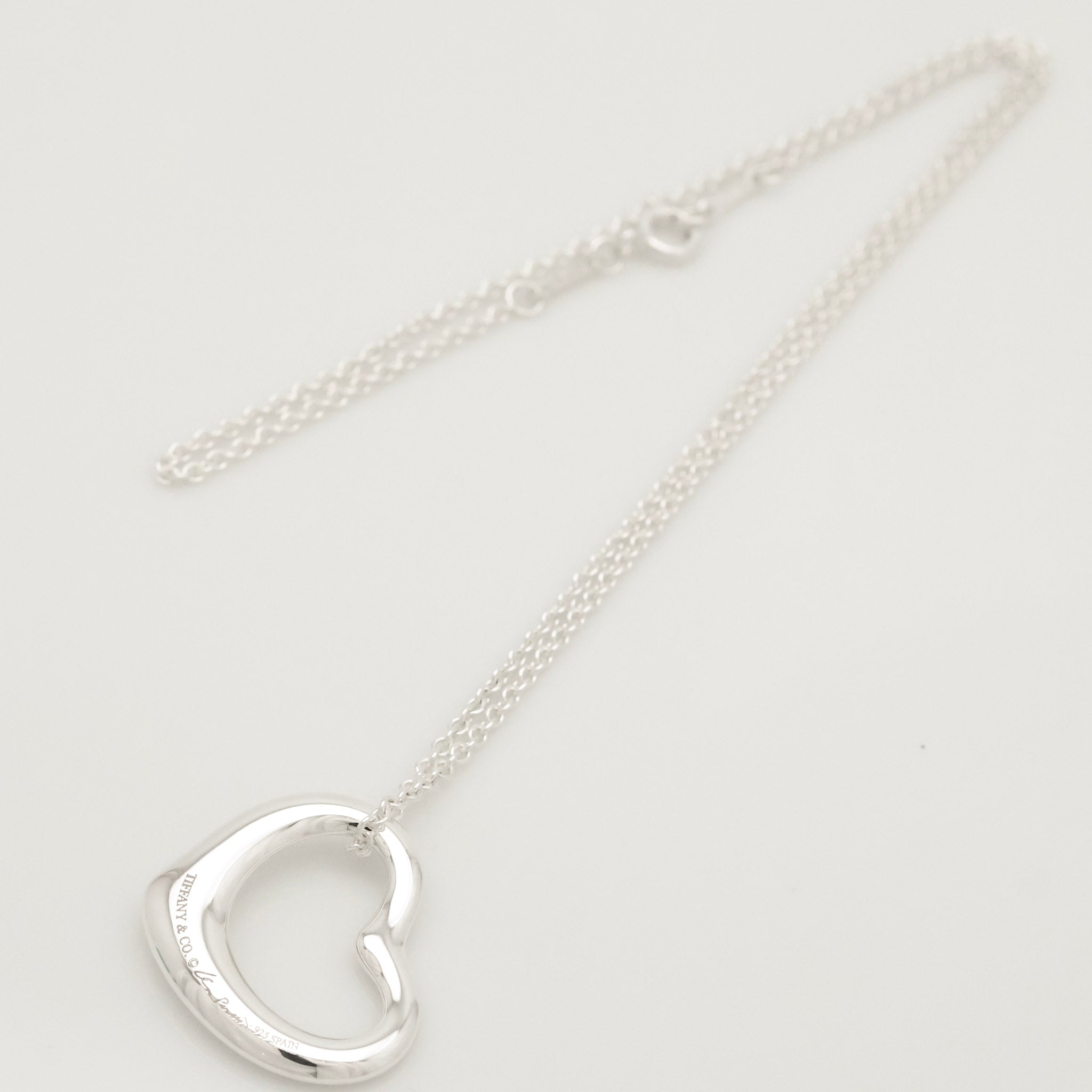 Tiffany & Co. Open Heart Pendant Necklace Sterling Silver 925