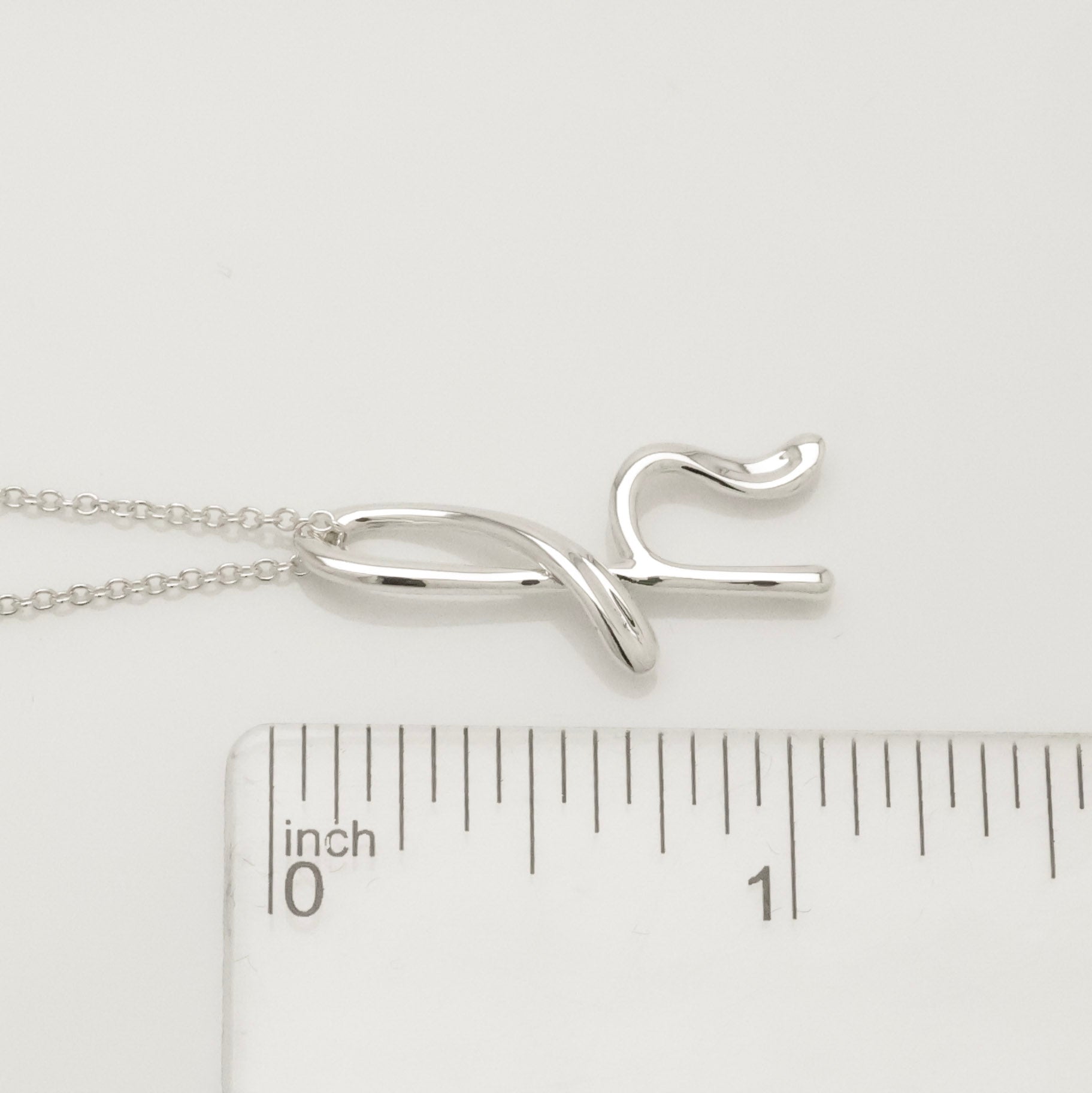 Tiffany & Co. Initial Letter "H" Pendant Necklace Sterling Silver 925
