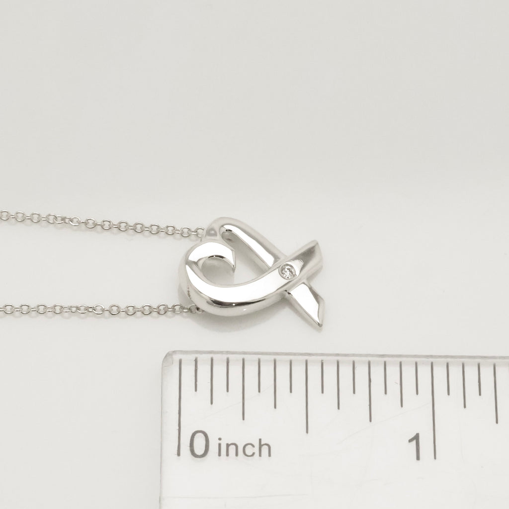 Tiffany & Co. Loving Heart Diamond Pendant Necklace Sterling Silver 925
