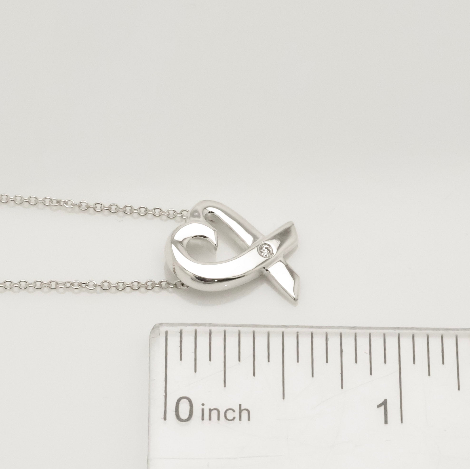 Tiffany & Co. Loving Heart Diamond Pendant Necklace Sterling Silver 925