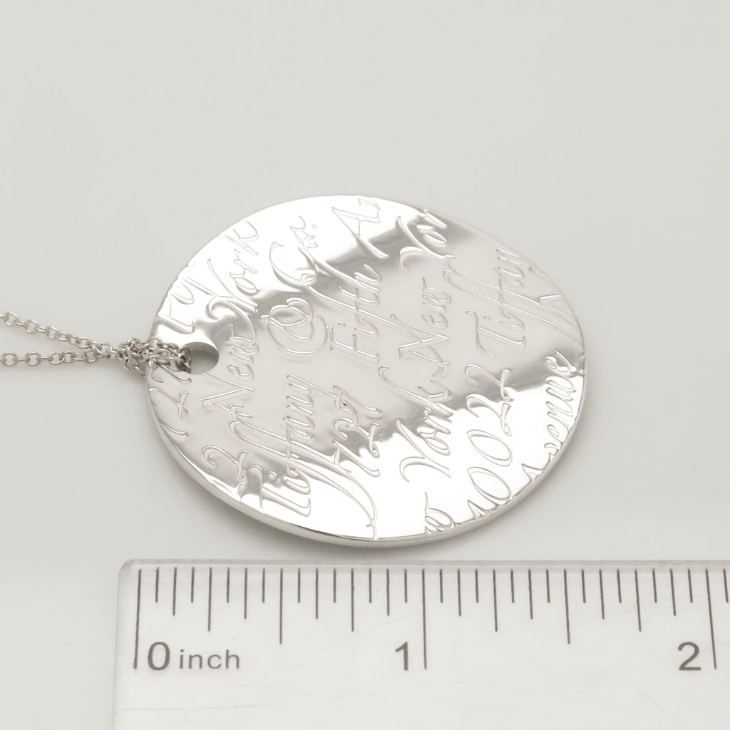 Tiffany & Co. Notes New York Large Wavy Round Circle Necklace Sterling Silver 925