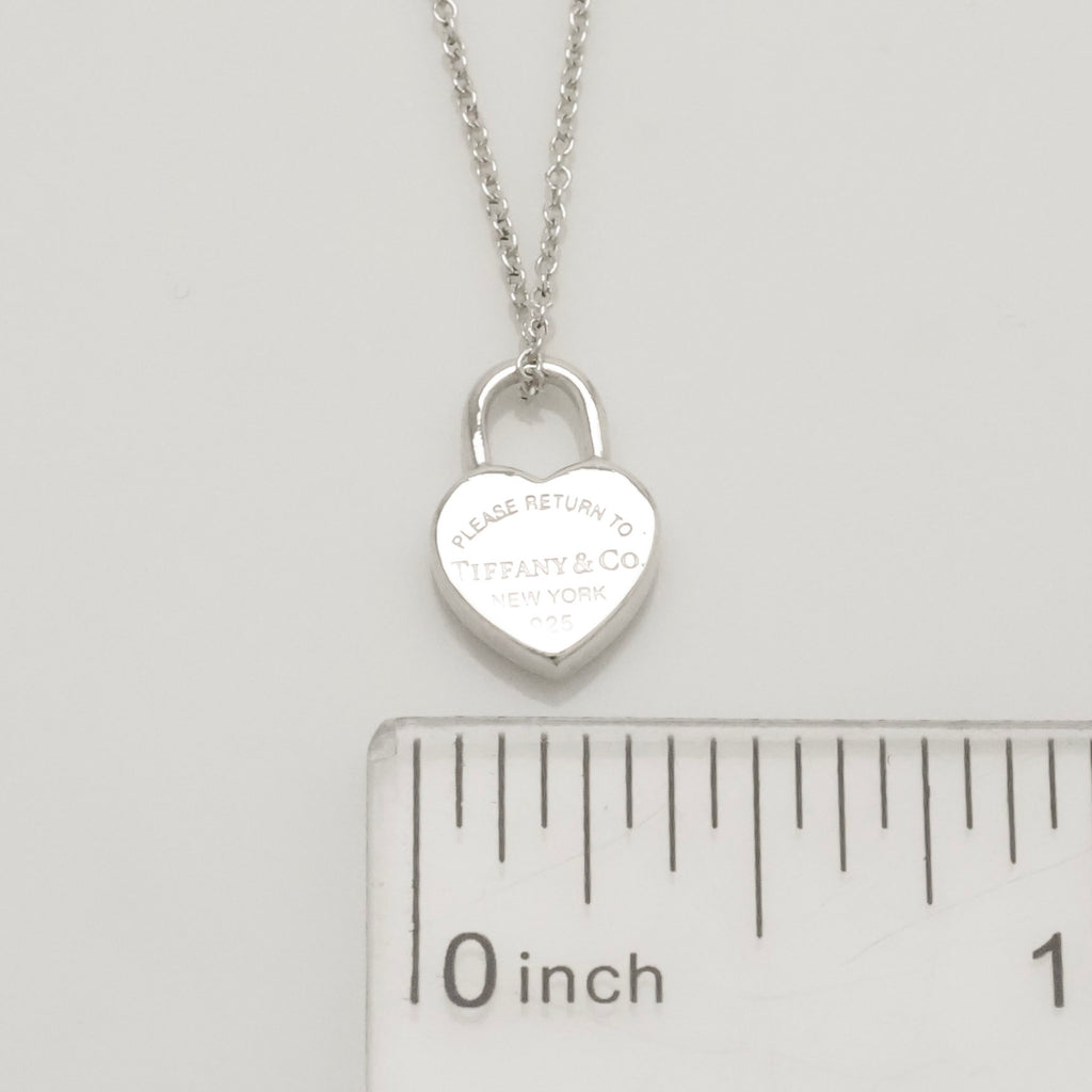  Tiffany & Co. Return to Mini Heart Lock Padlock Necklace  Sterling Silver 925