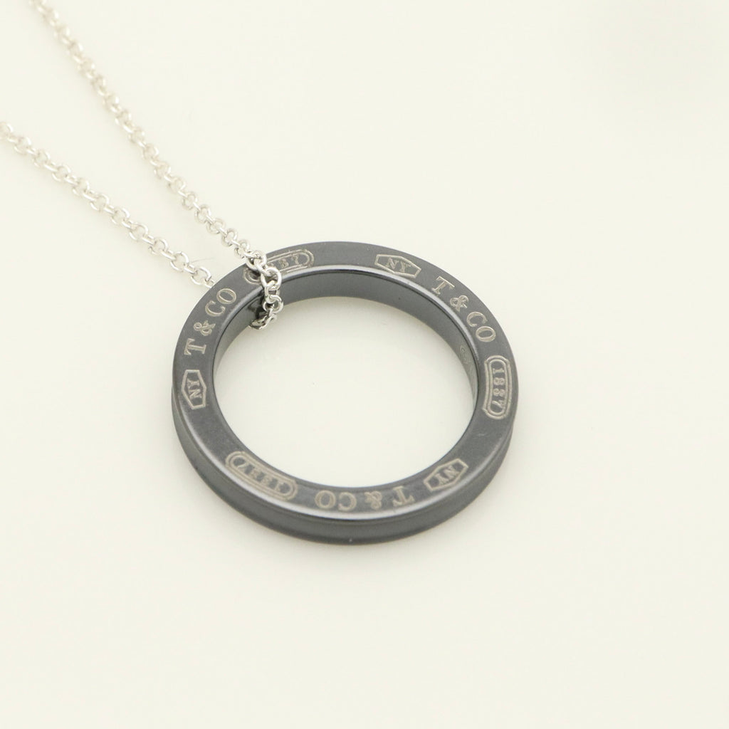 Tiffany & Co. 1837 Circle Necklace 16" Black Titanium Sterling Silver 925