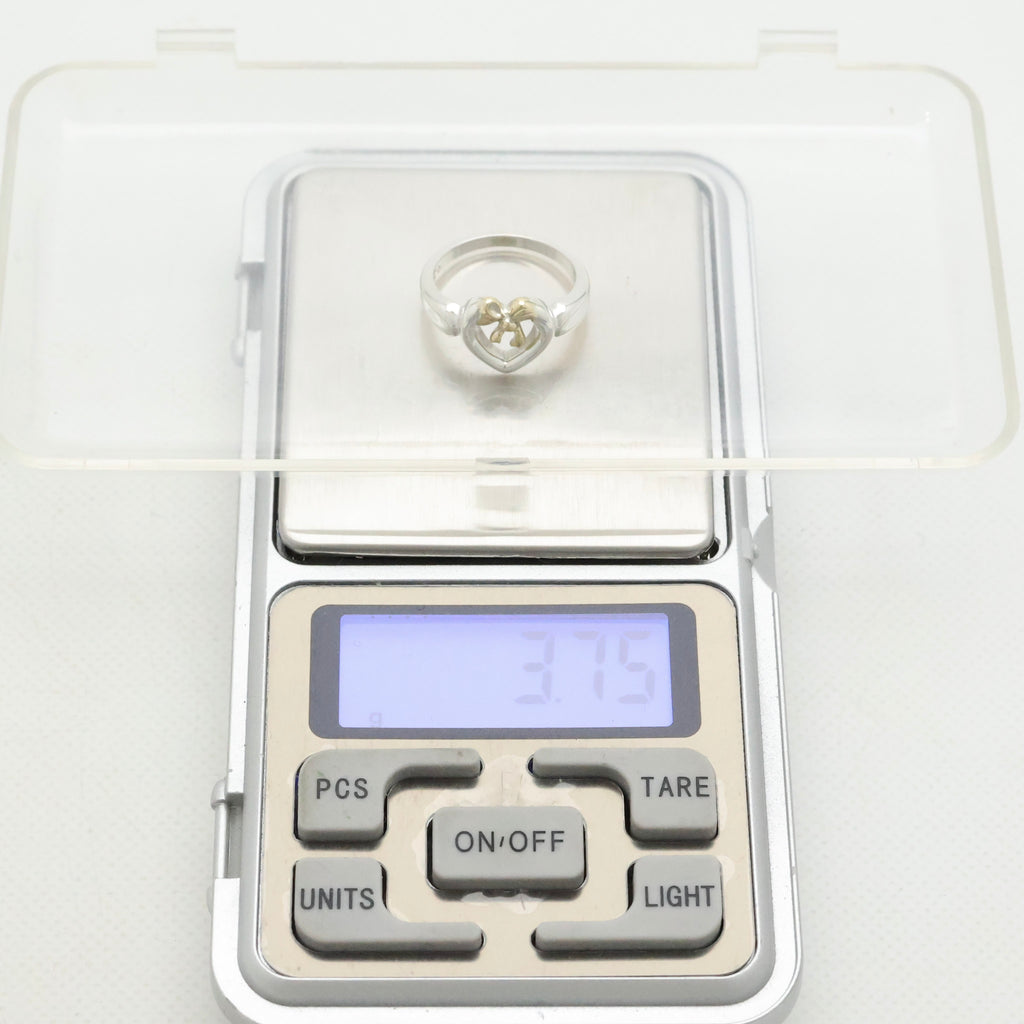 TIFFANY&Co. ハート リボン コンビ イエローゴールド リング 12 号 AG925 AU750