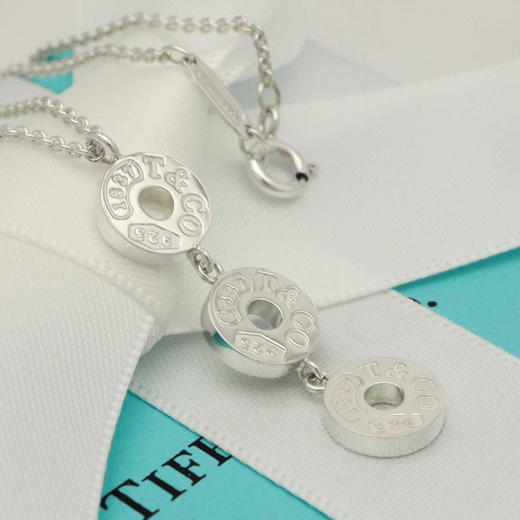 Tiffany & Co. 1837 Triple 3 Circle Pendant Necklace Sterling Silver 925