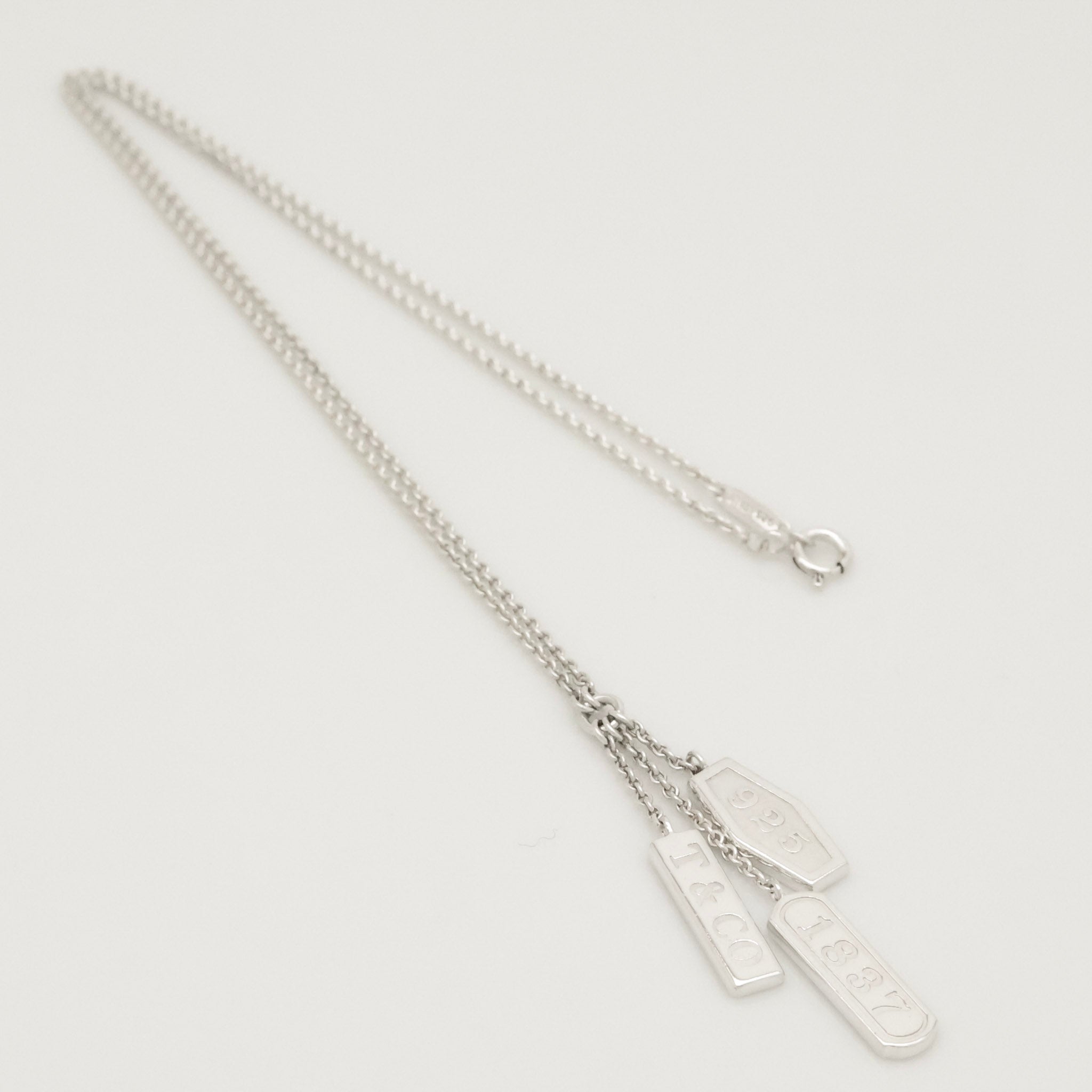 Tiffany & Co. 1837 Elements Three Bar Drop Necklace Sterling Silver 925