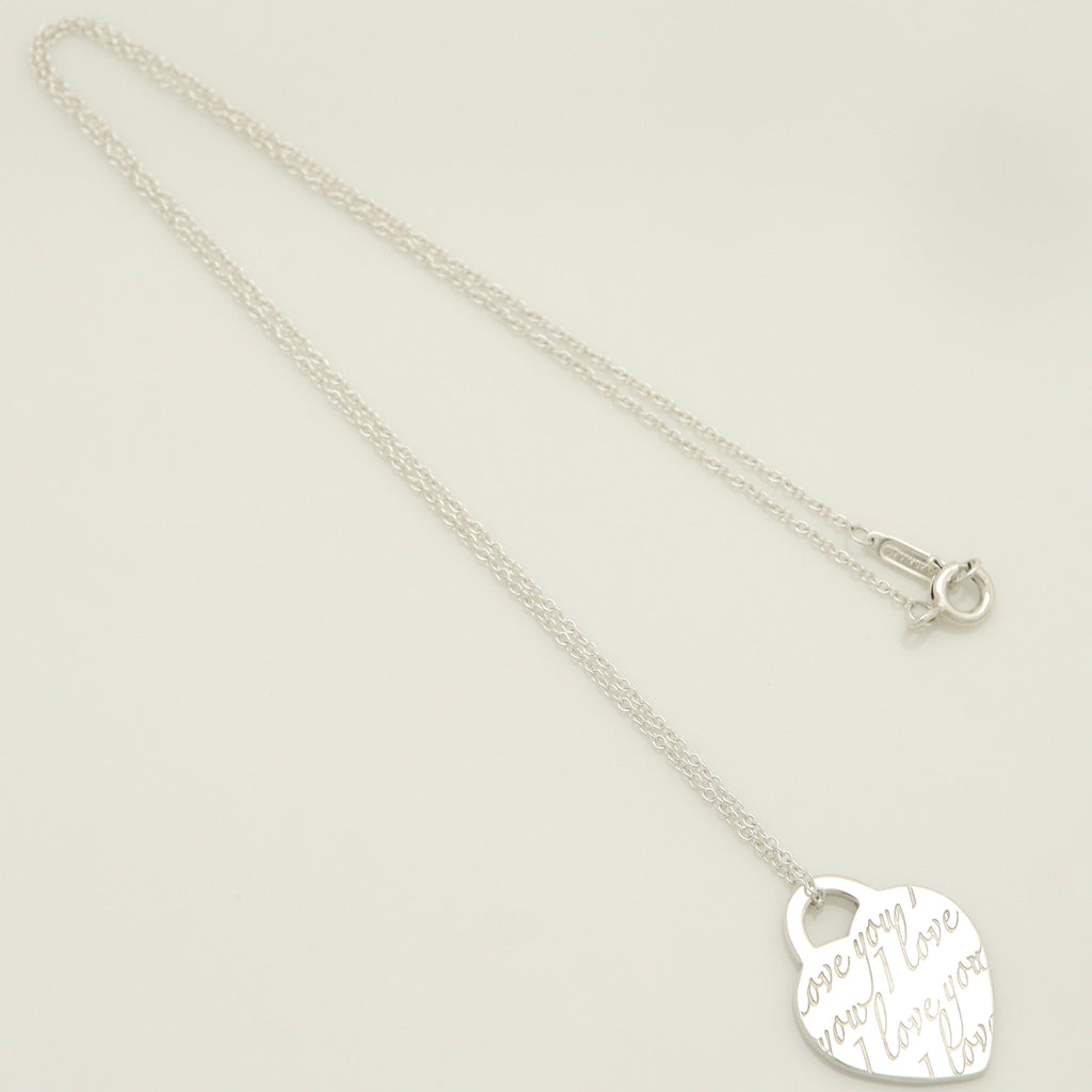 Tiffany & Co. Notes I LOVE YOU Heart Pendant Necklace Sterling Silver 925