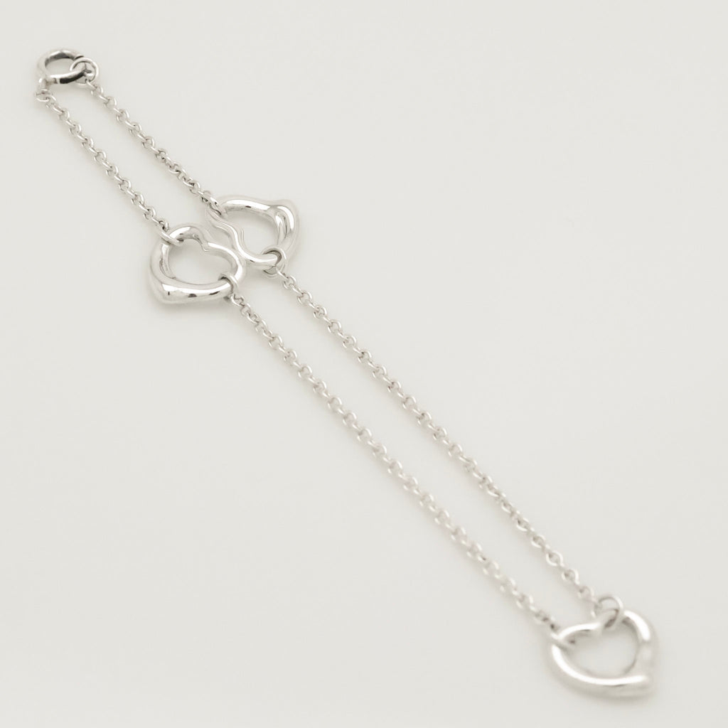 TIFFANY&Co. 3連 トリプル オープン ハート エルサペレッティ ブレスレット AG925