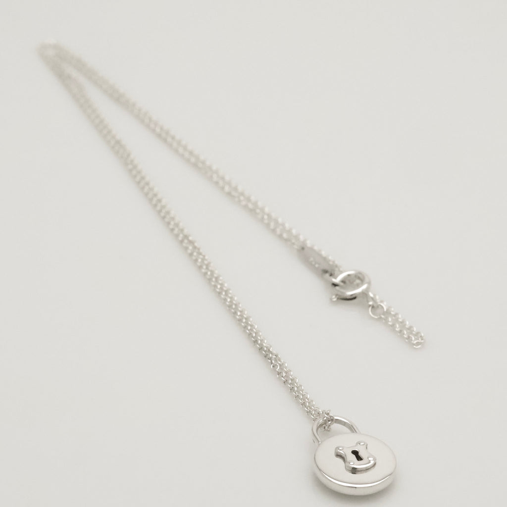 Tiffany & Co. Round Keyhole Lock Padlock Necklace Sterling Silver 925