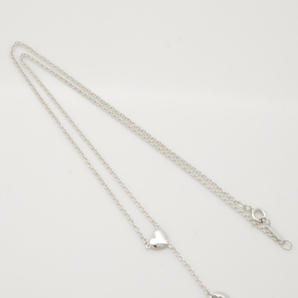 Tiffany & Co. Stencil Cutout Two Heart Lariat Necklace Sterling Silver 925