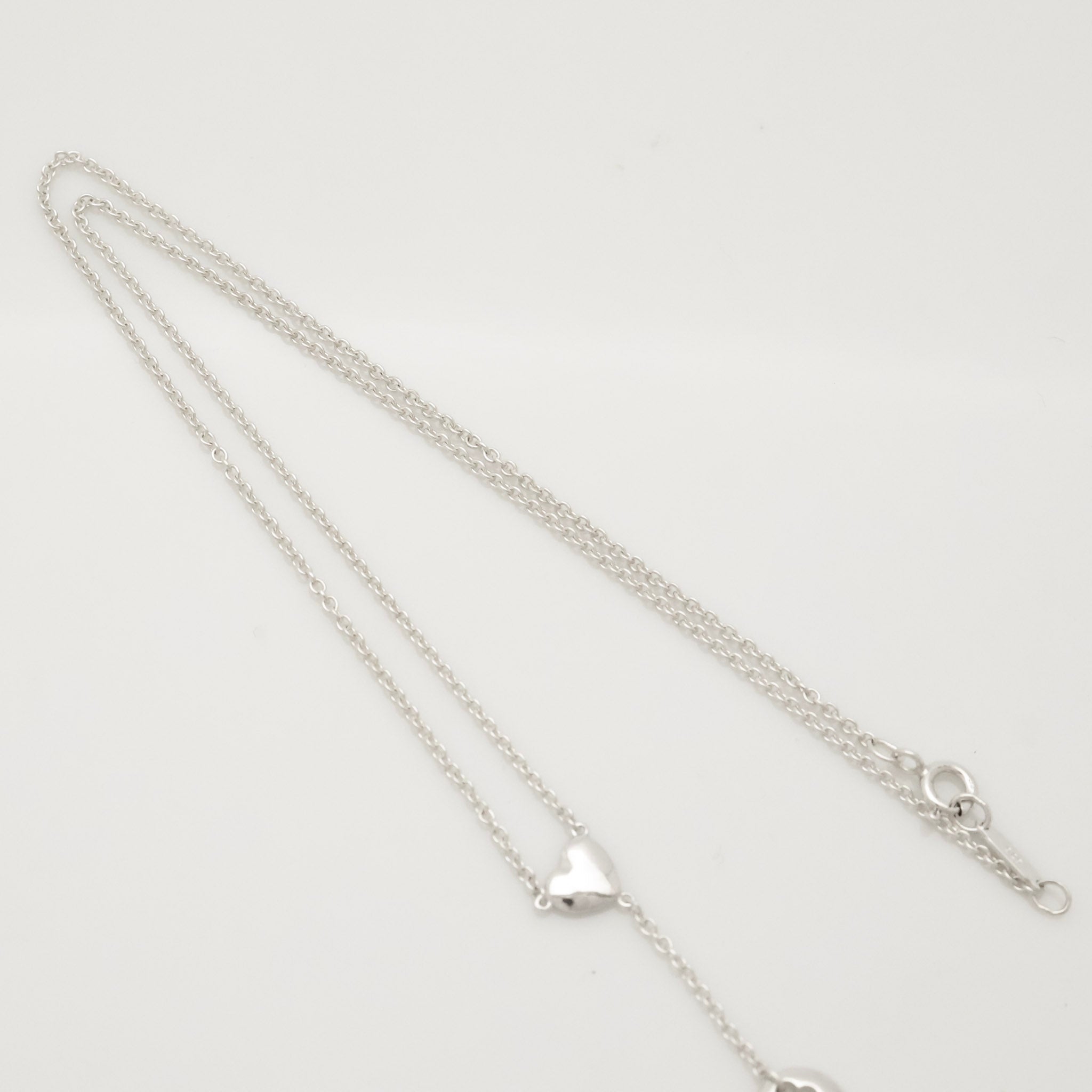 Tiffany & Co. Stencil Cutout Two Heart Lariat Necklace Sterling Silver 925