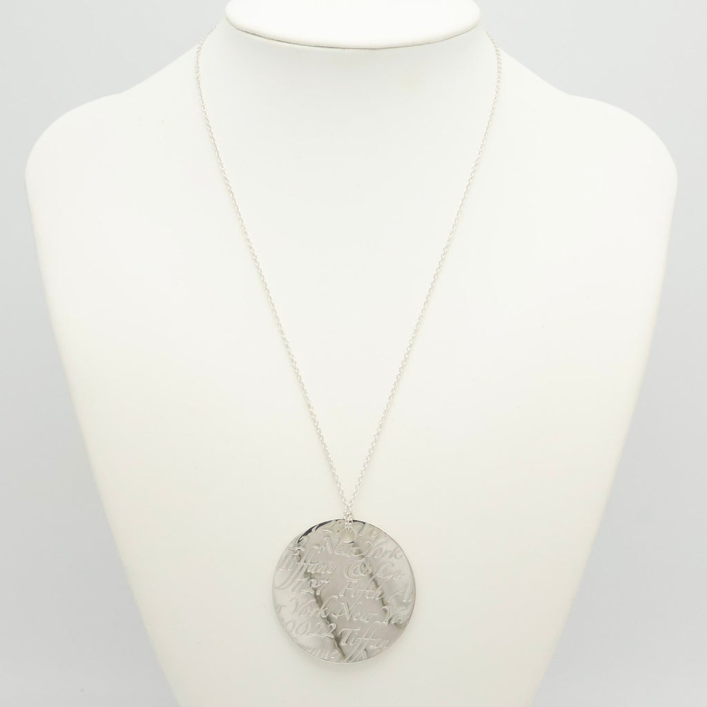 Tiffany & Co. Notes New York Large Wavy Round Circle Necklace Sterling Silver 925