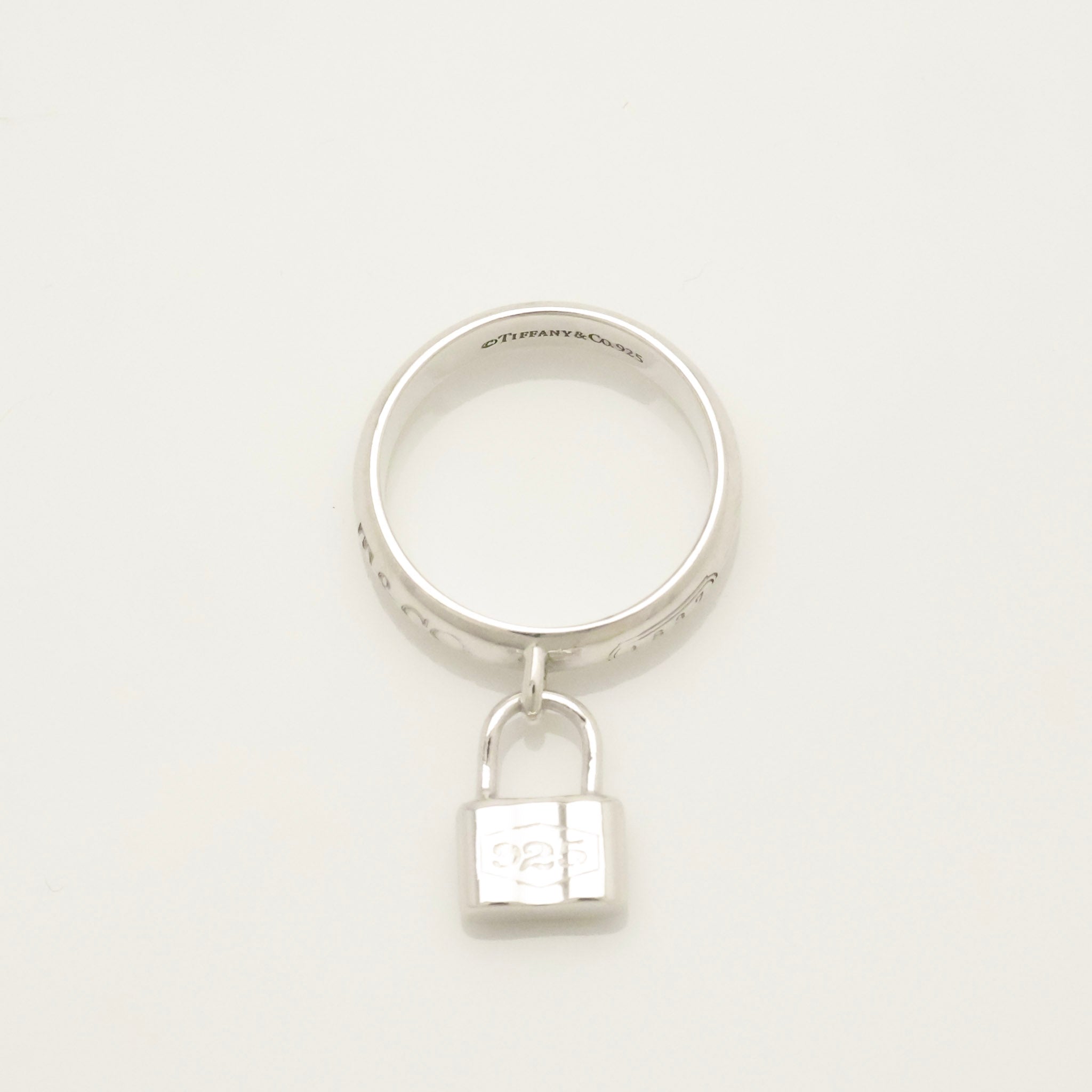 Tiffany & Co. 1837 Padlock Dangle Ring Sterling Silver 925